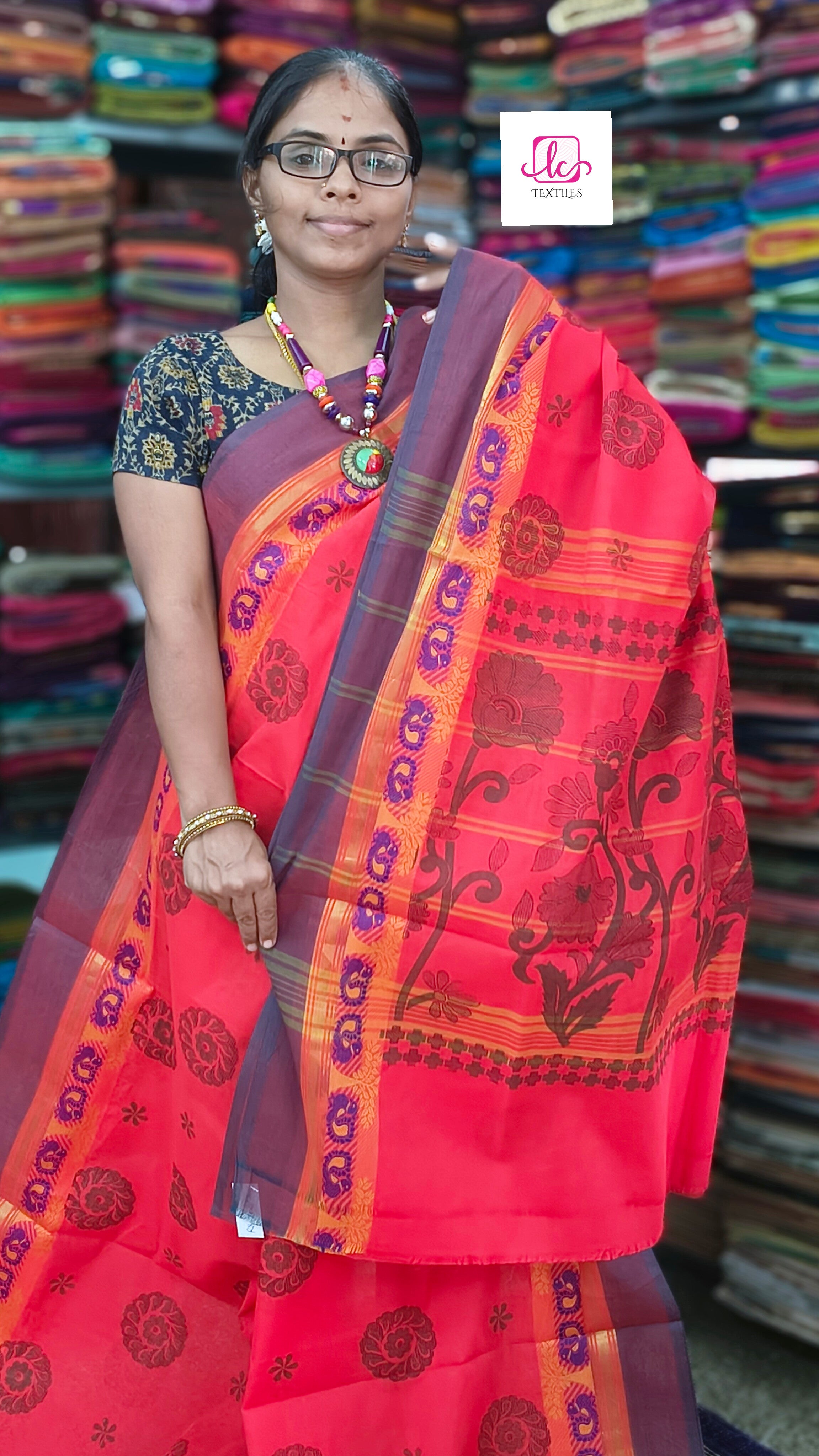 Chettinad Cotton - Printed - Red - CPC30