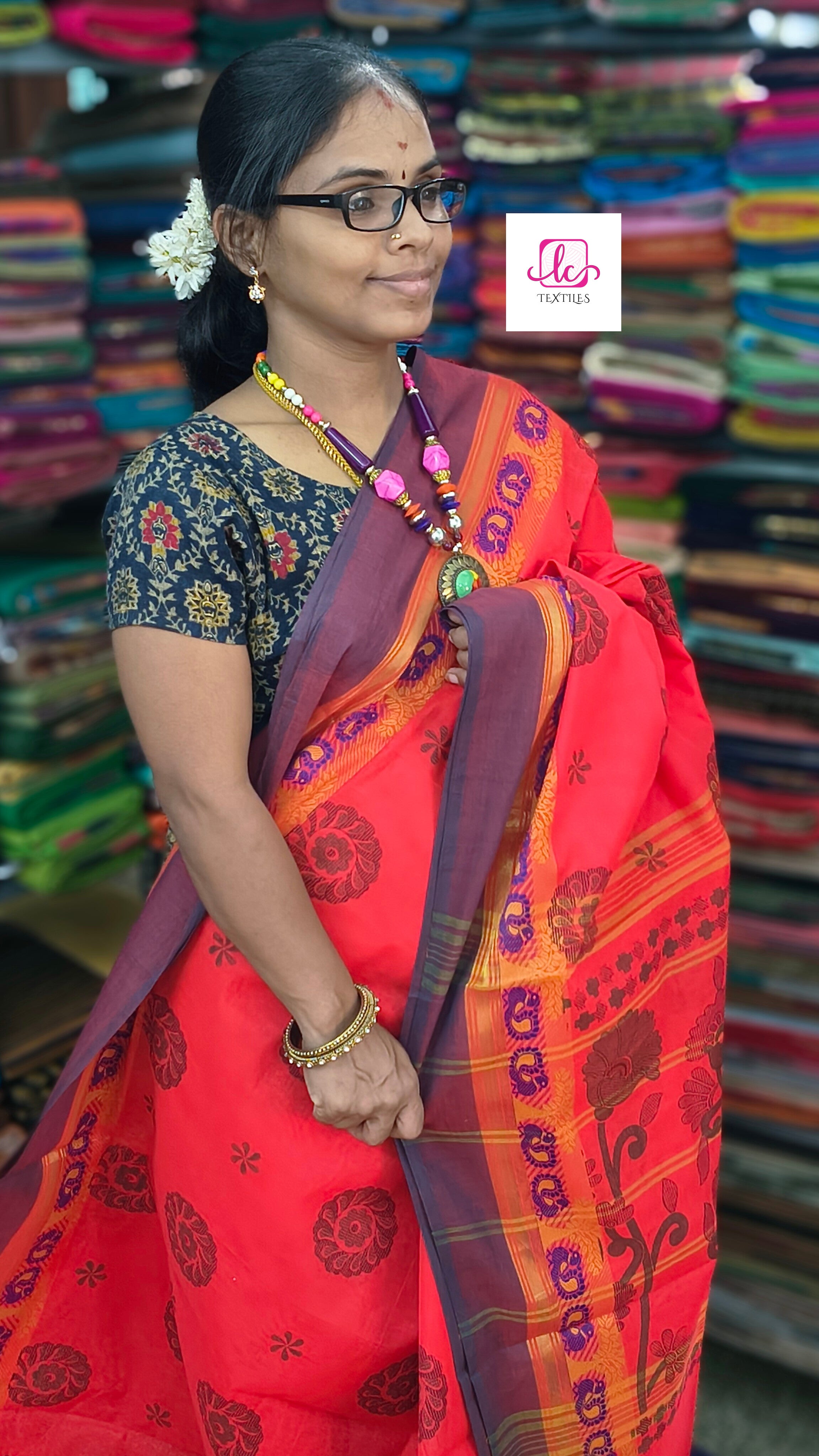 Chettinad Cotton - Printed - Red - CPC30