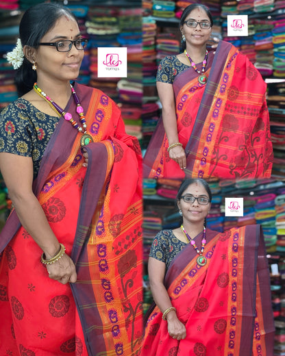 Chettinad Cotton - Printed - Red - CPC30