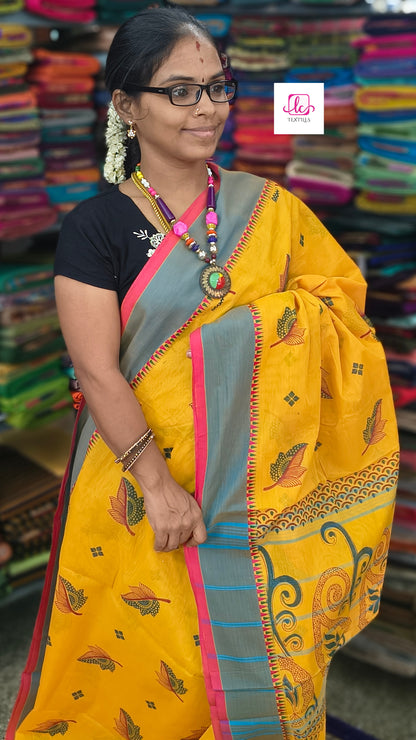 Chettinad Cotton - Printed -yellow-CPC24