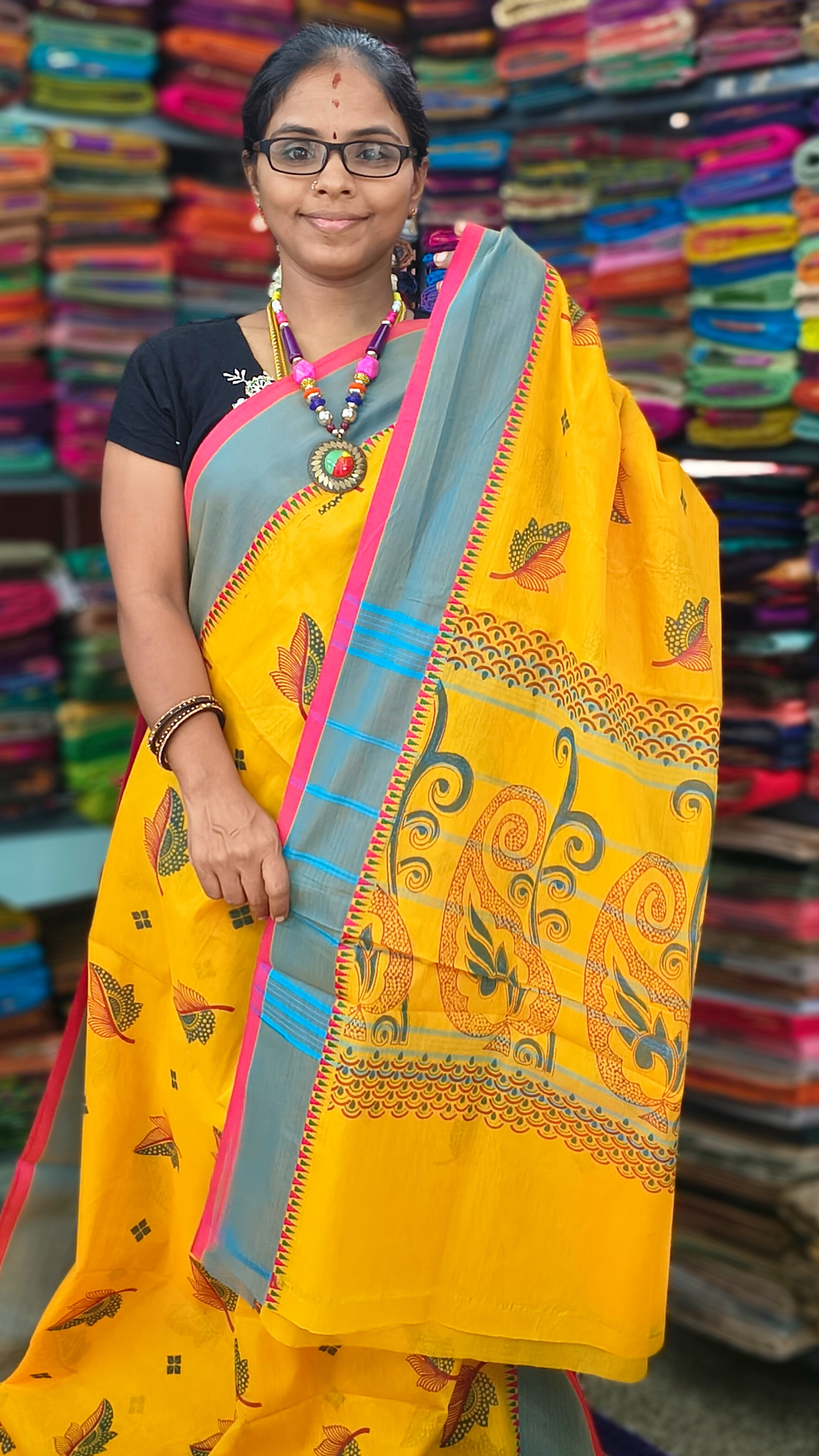 Chettinad Cotton - Printed -yellow-CPC24