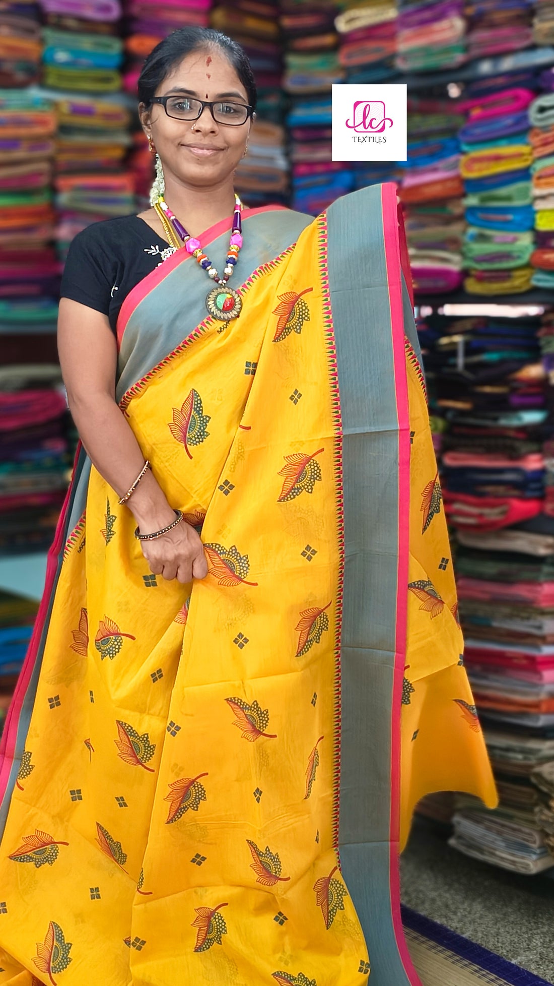 Chettinad Cotton - Printed -yellow-CPC24