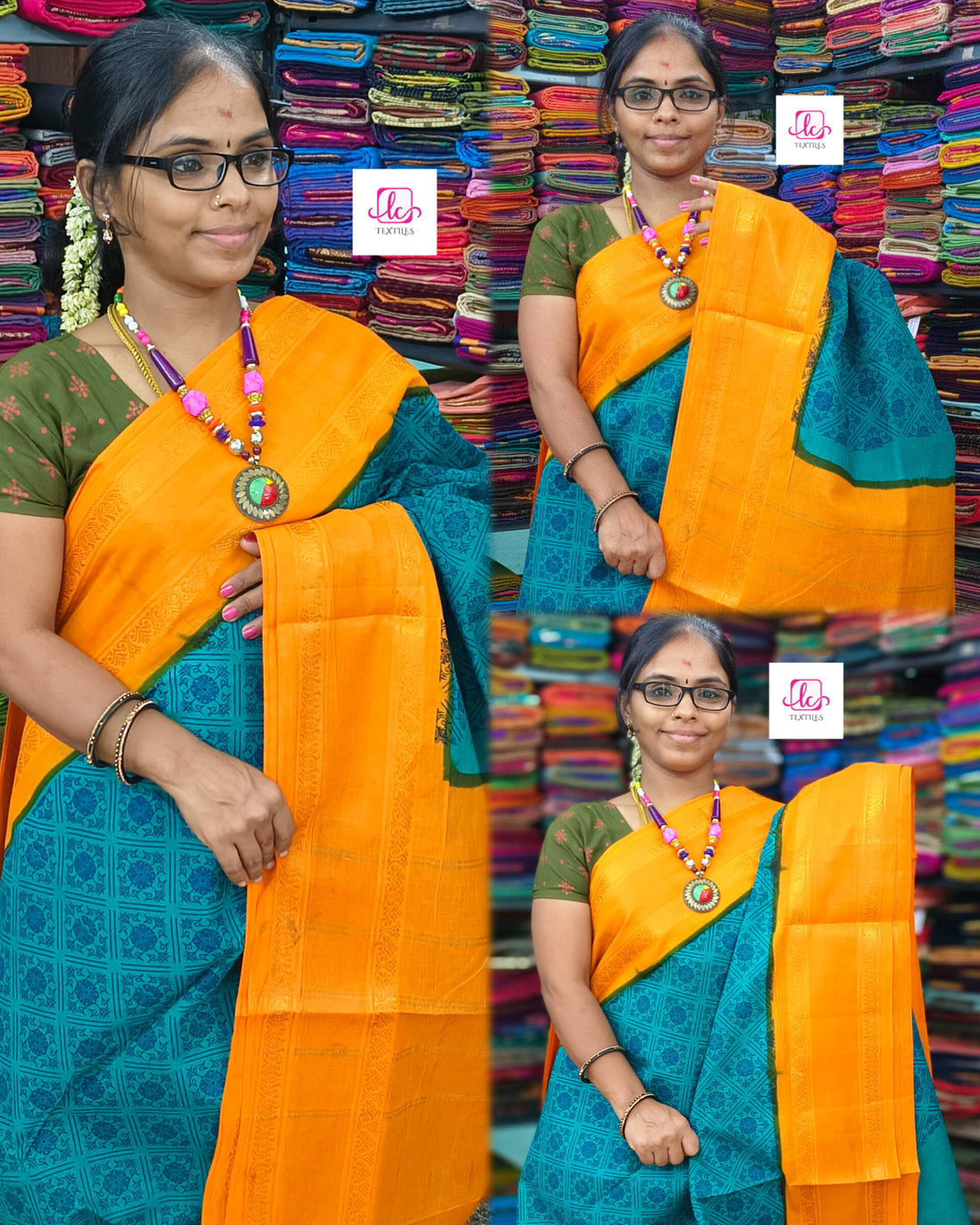 Madurai Sungudi Cotton - Rama green- MS63