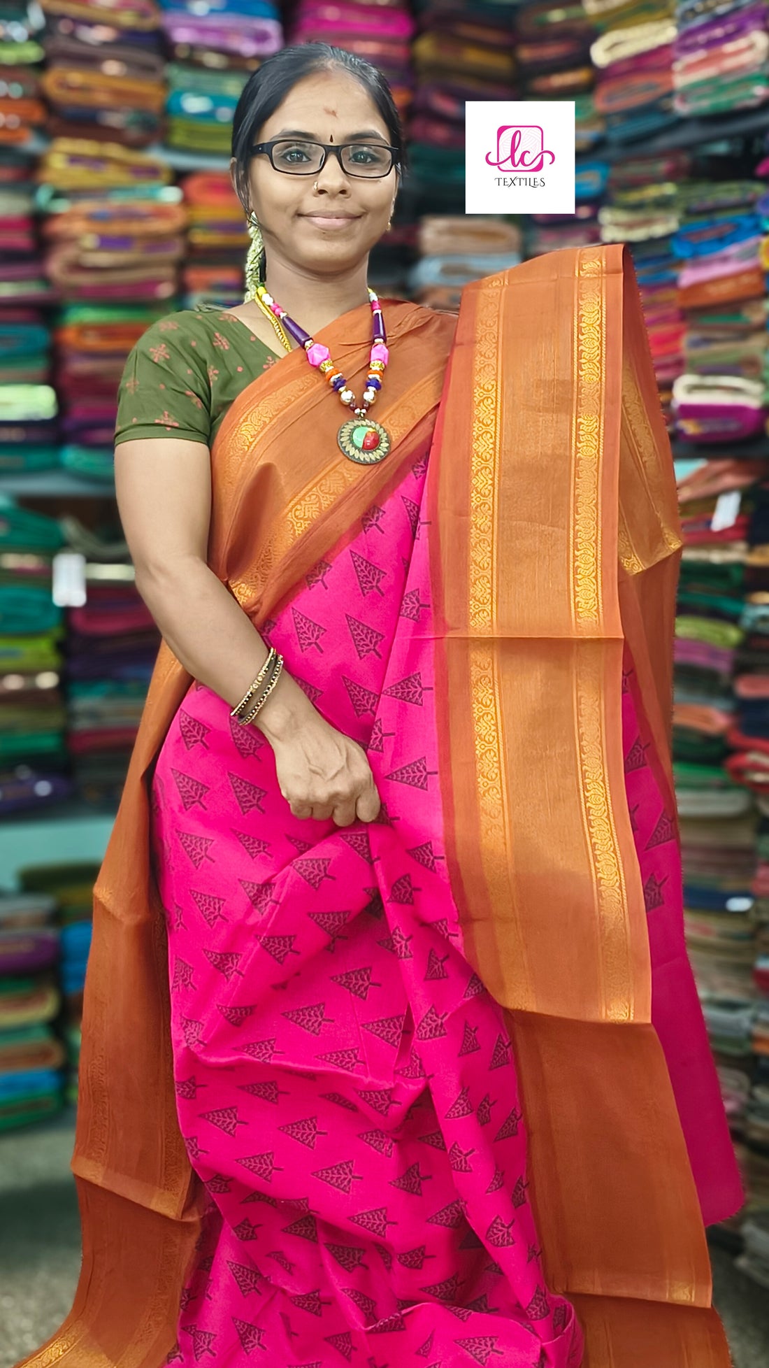 Madurai Sungudi Cotton - pink - MS60