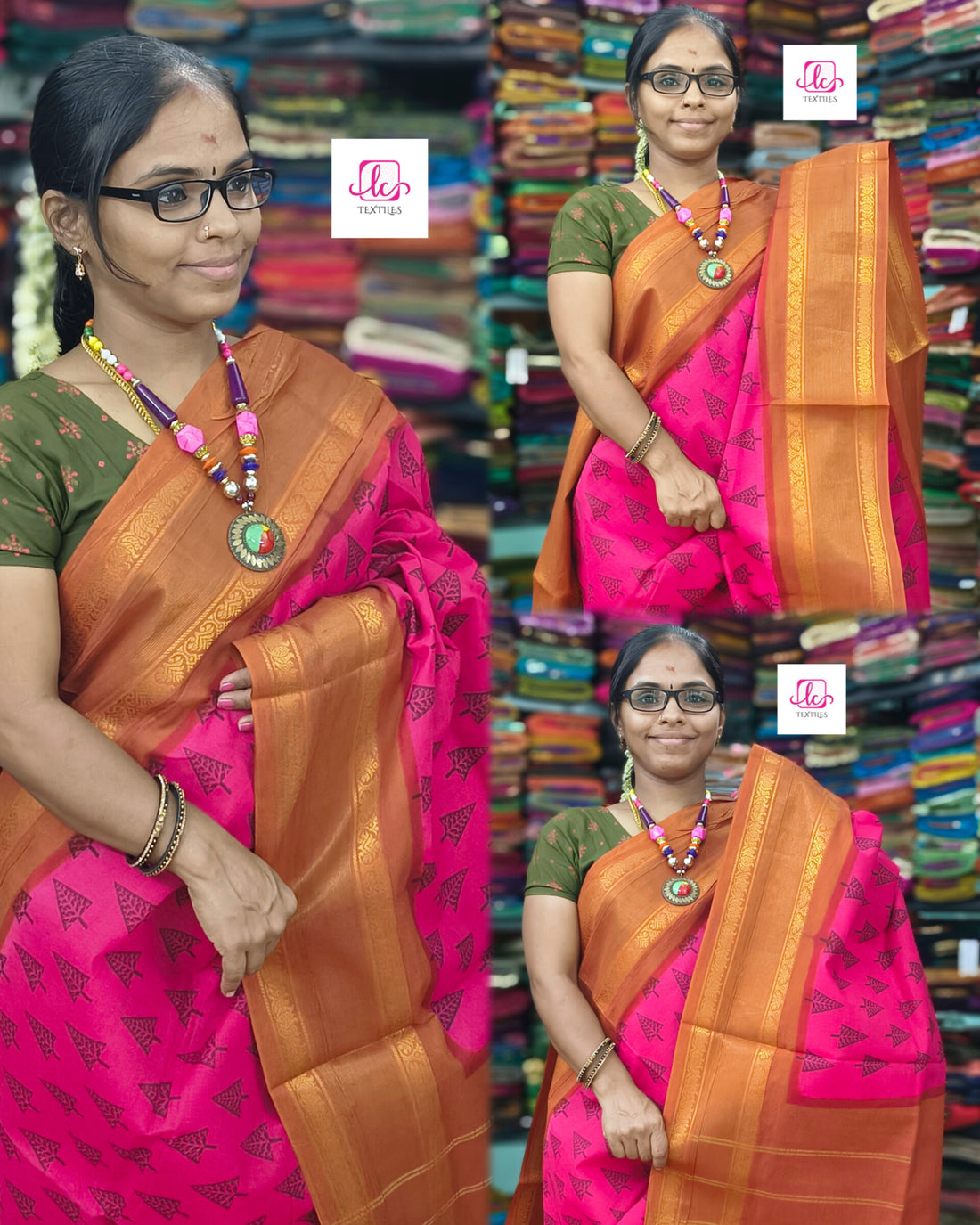 Madurai Sungudi Cotton - pink - MS60