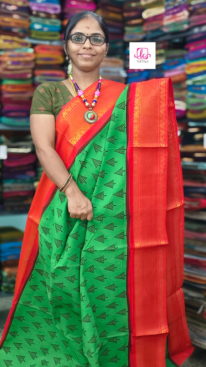 Madurai Sungudi Cotton - green- MS55
