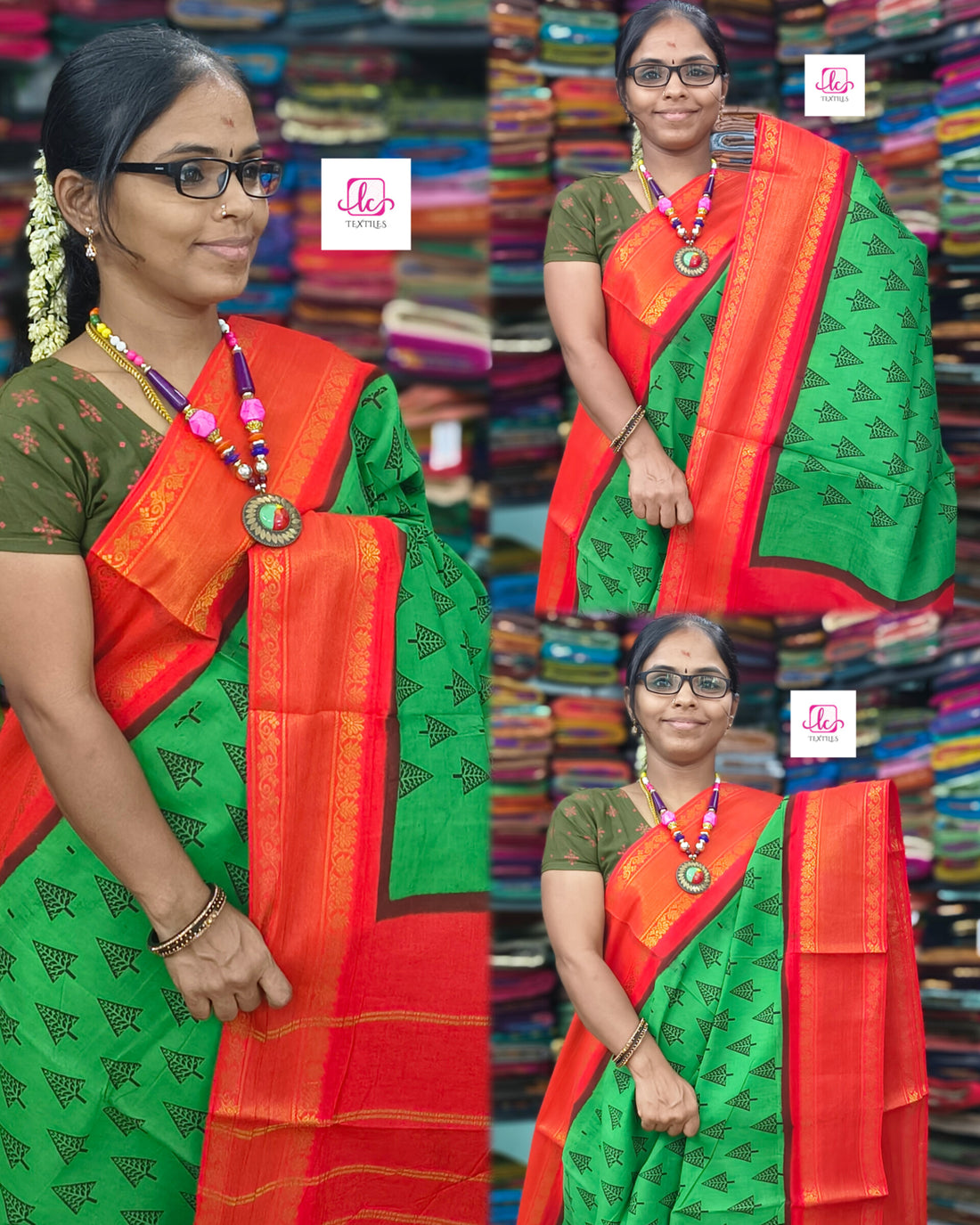 Madurai Sungudi Cotton - green- MS55
