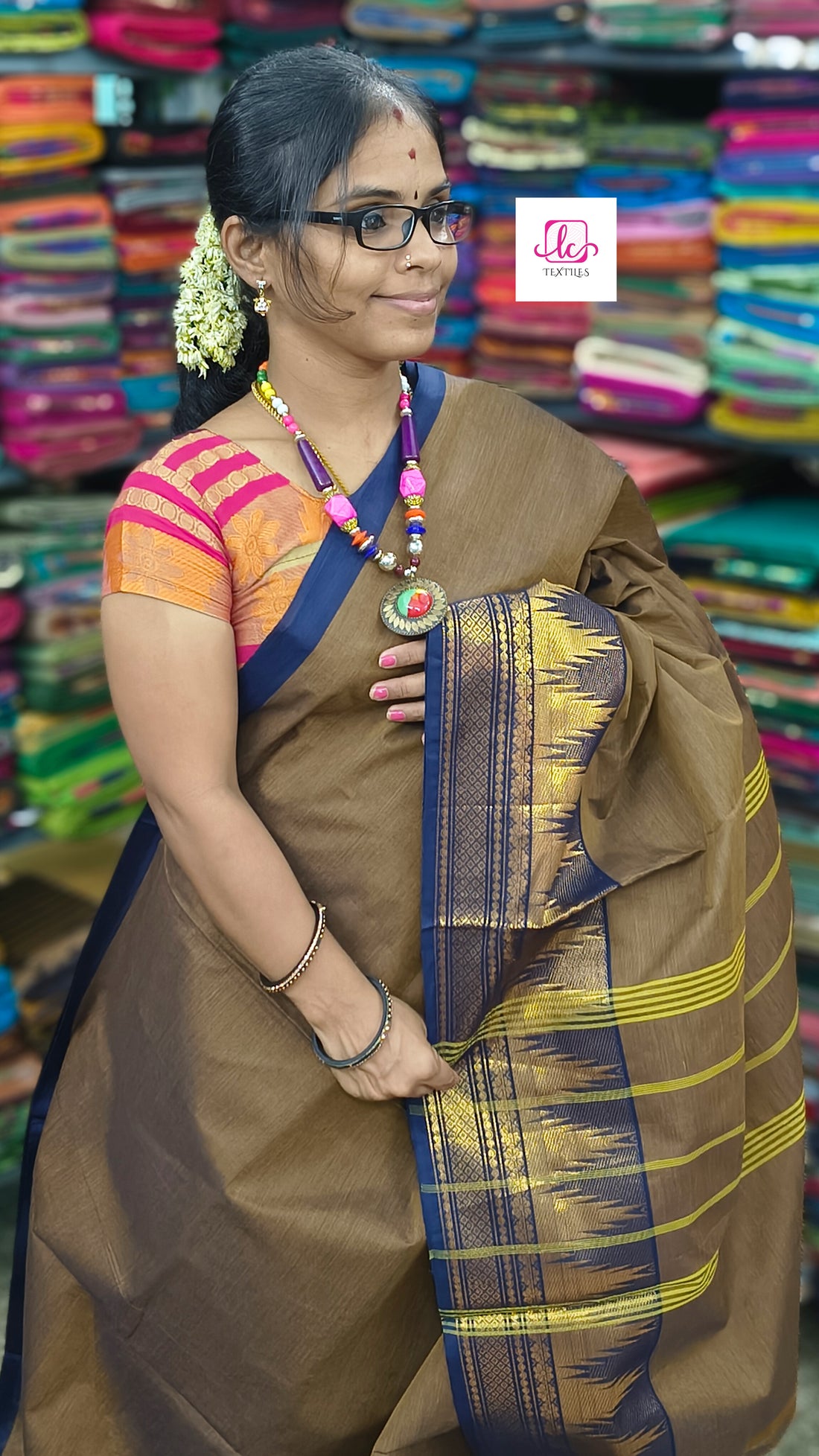 Kanchi Cotton - All Day Fusion -Mustard mixed blue dual tone- KCAF52