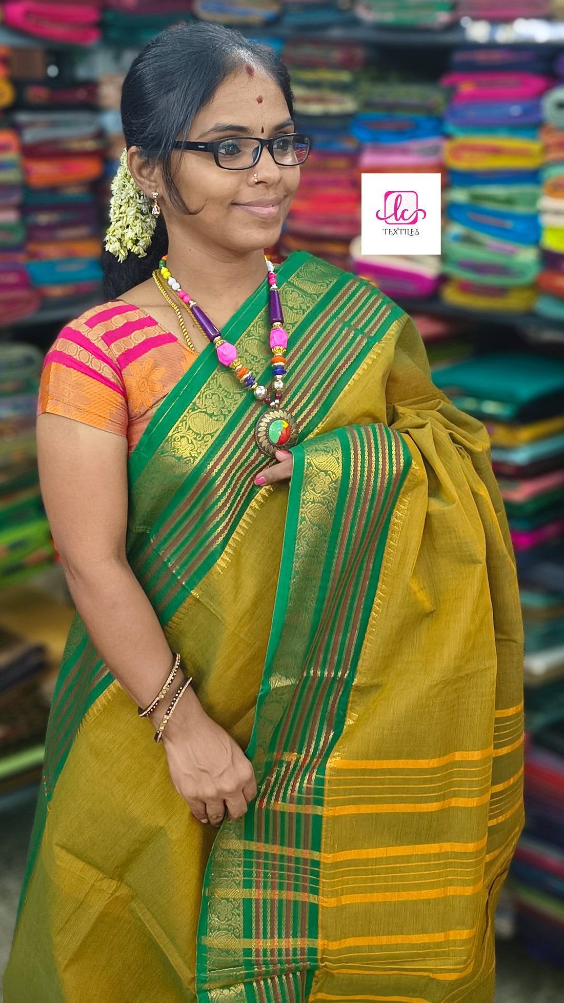 Kanchi Cotton - All Day Fusion -yellow mixed green- KCAF56