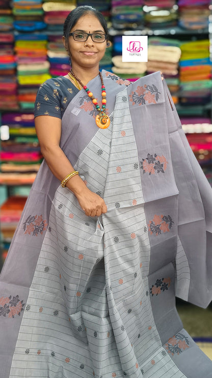 Negamam Cotton Saree - grey - NC45