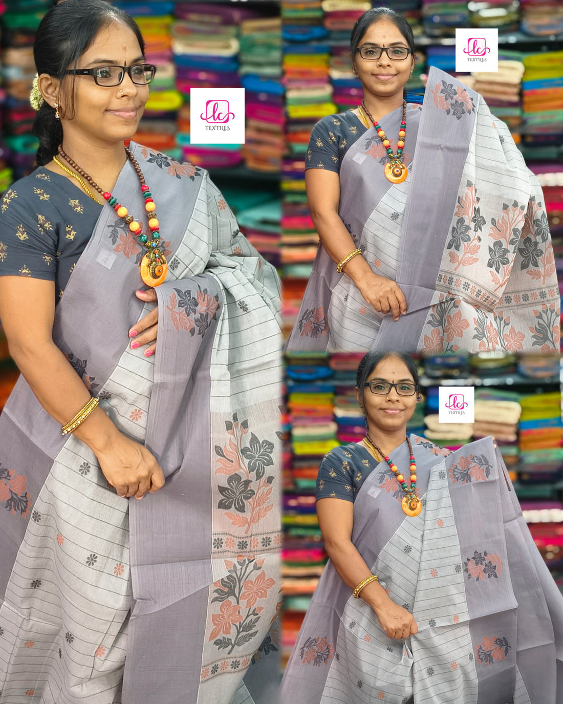 Negamam Cotton Saree - grey - NC45