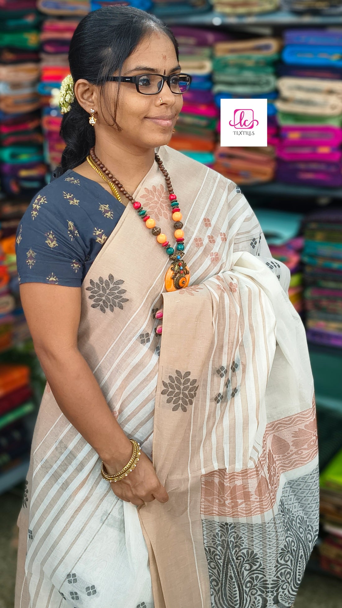 Negamam Cotton Saree - White - NC44