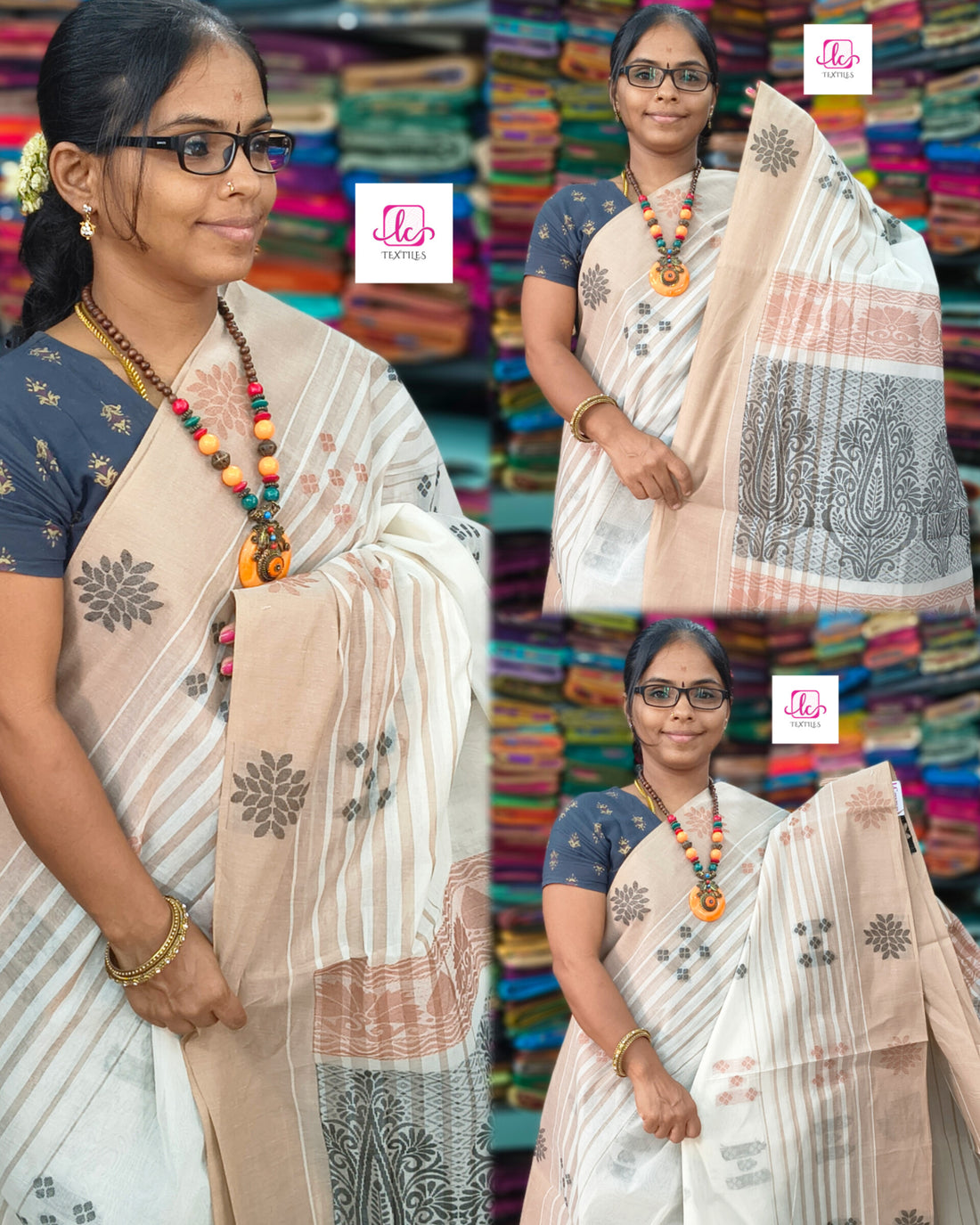 Negamam Cotton Saree - White - NC44