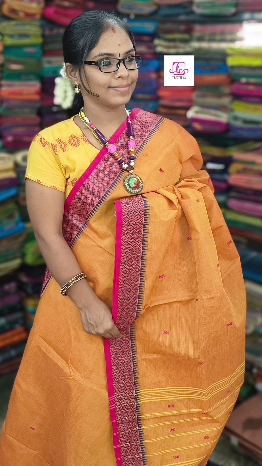Chettinad Cotton -  Office Wear -Pinkish Orange- CCOW37