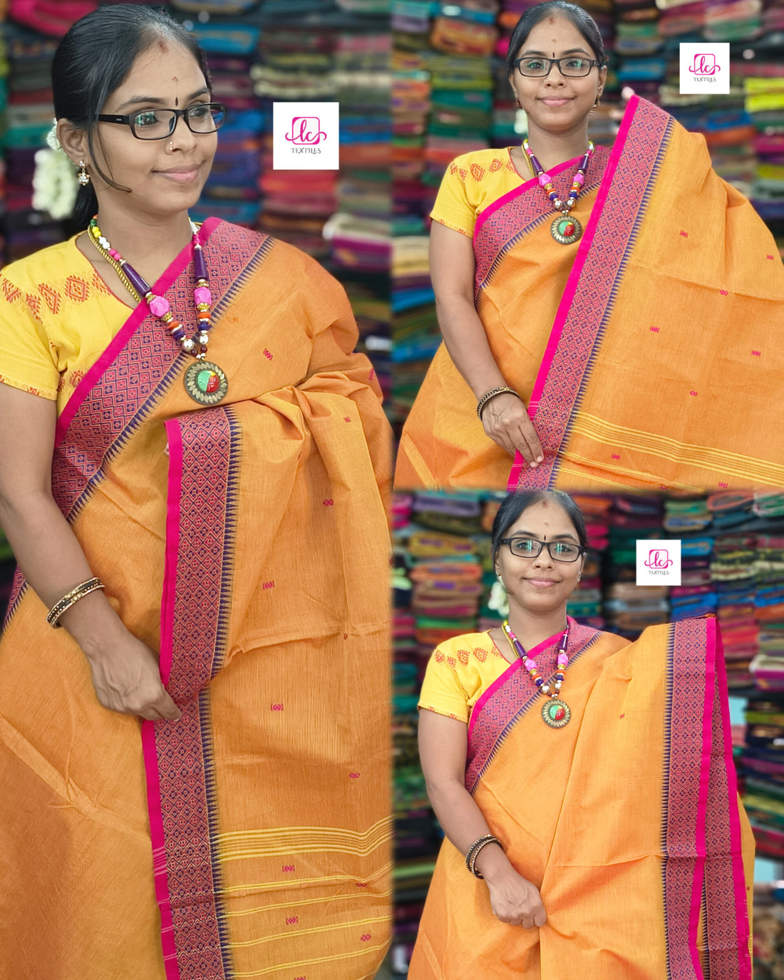 Chettinad Cotton -  Office Wear -Pinkish Orange- CCOW37