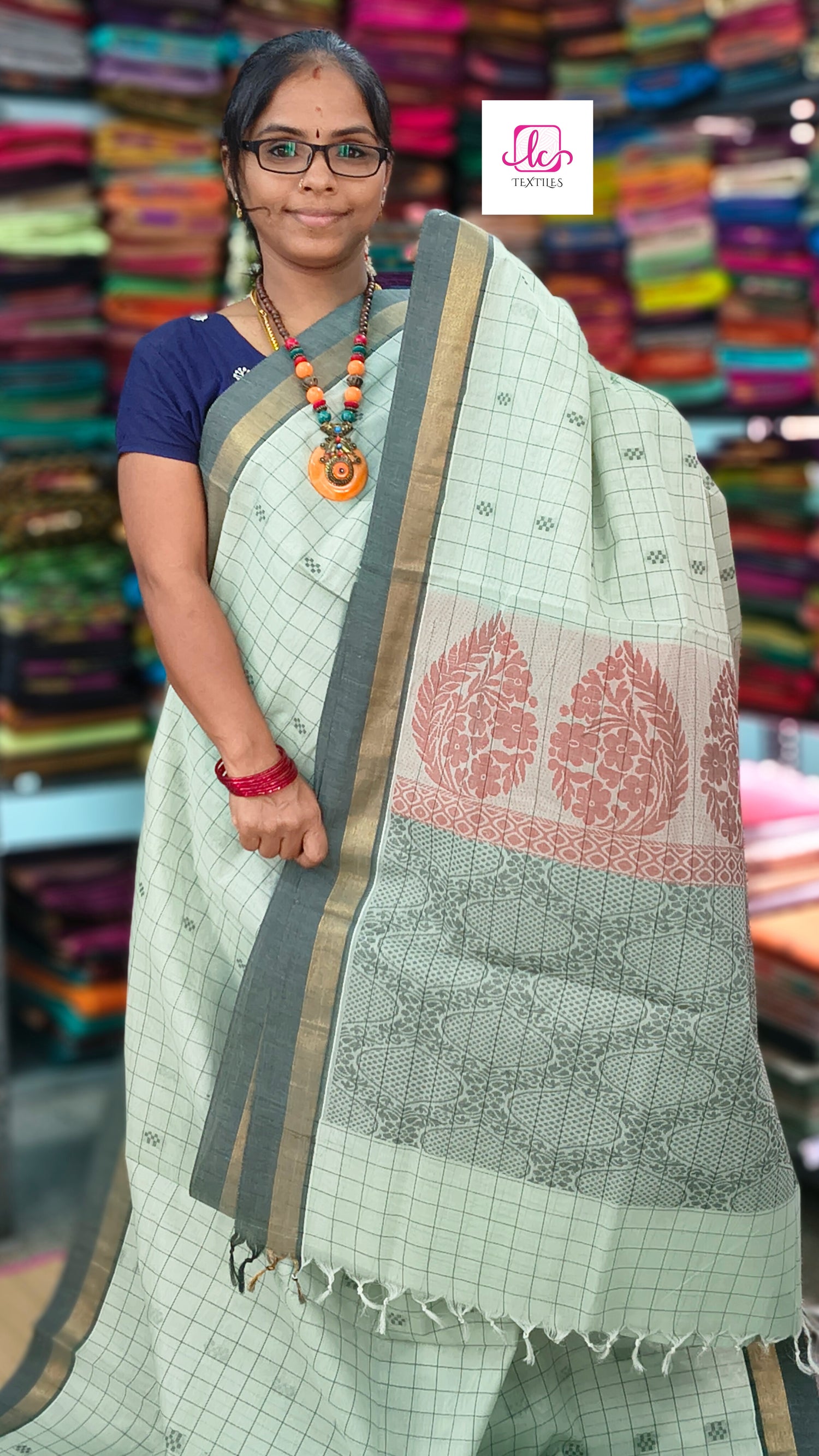 Negamam Cotton Saree - Pista green- NC52