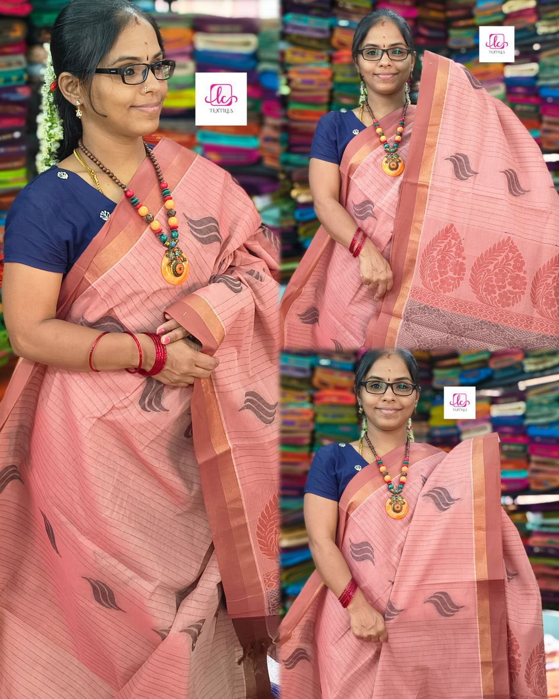 Negamam Cotton Saree - pastal red - NC58