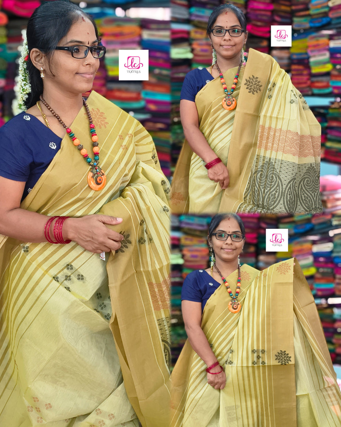 Negamam Cotton Saree - Pastal lemon- NC54
