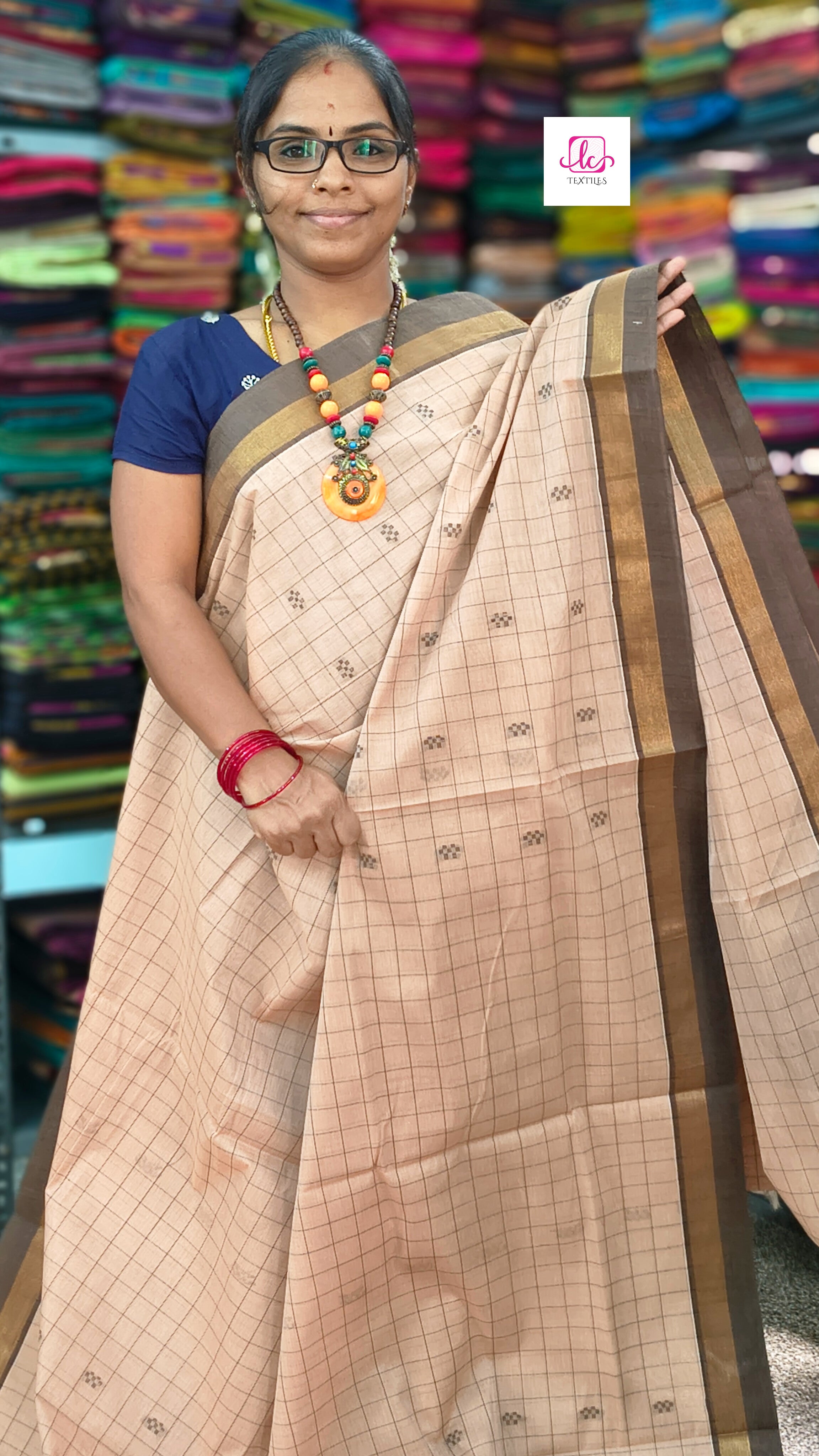 Negamam Cotton Saree - Tussar mixed orange- NC55