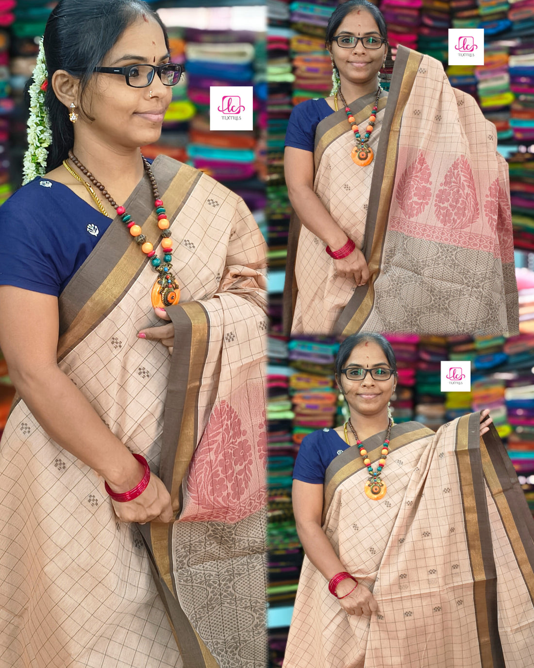 Negamam Cotton Saree - Tussar mixed orange- NC55