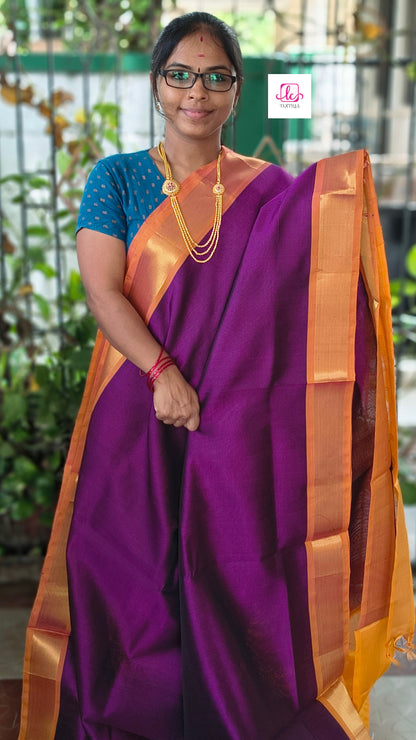 Handloom Kanchi  Silk Cotton -Purple- HSC64