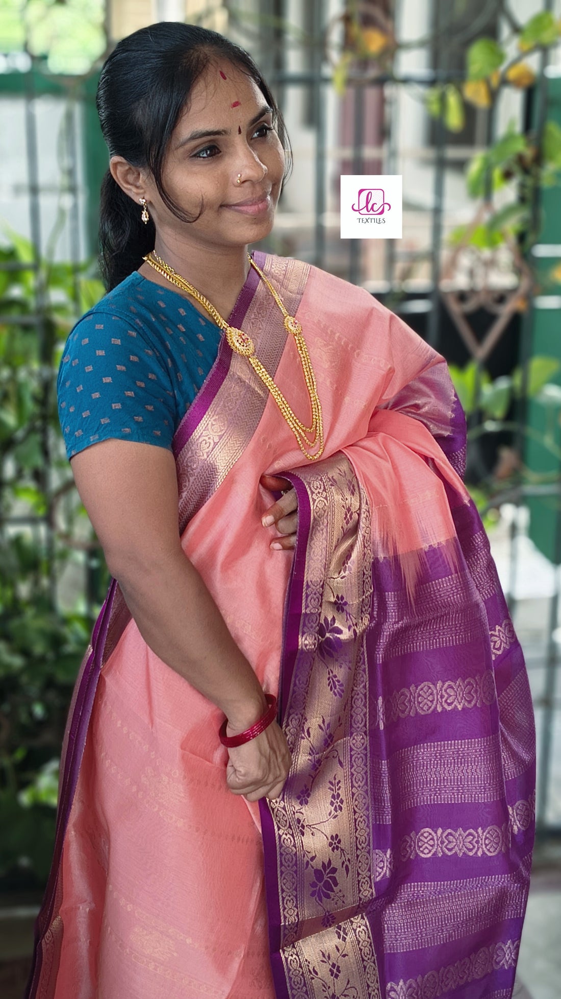Handloom Kanchi  Silk Cotton -All over Design-Pastel orange- HSC51
