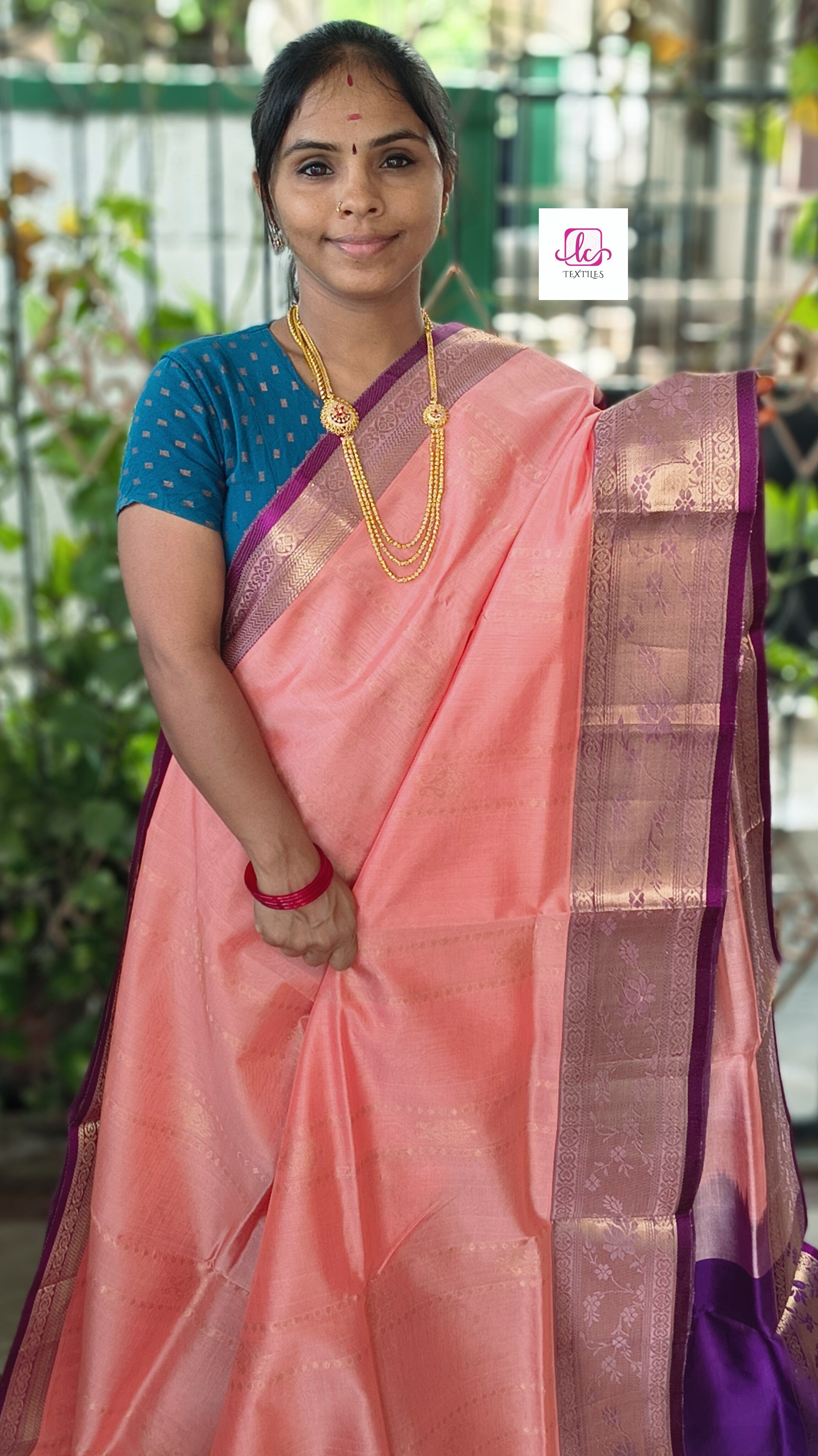 Handloom Kanchi  Silk Cotton -All over Design-Pastel orange- HSC51