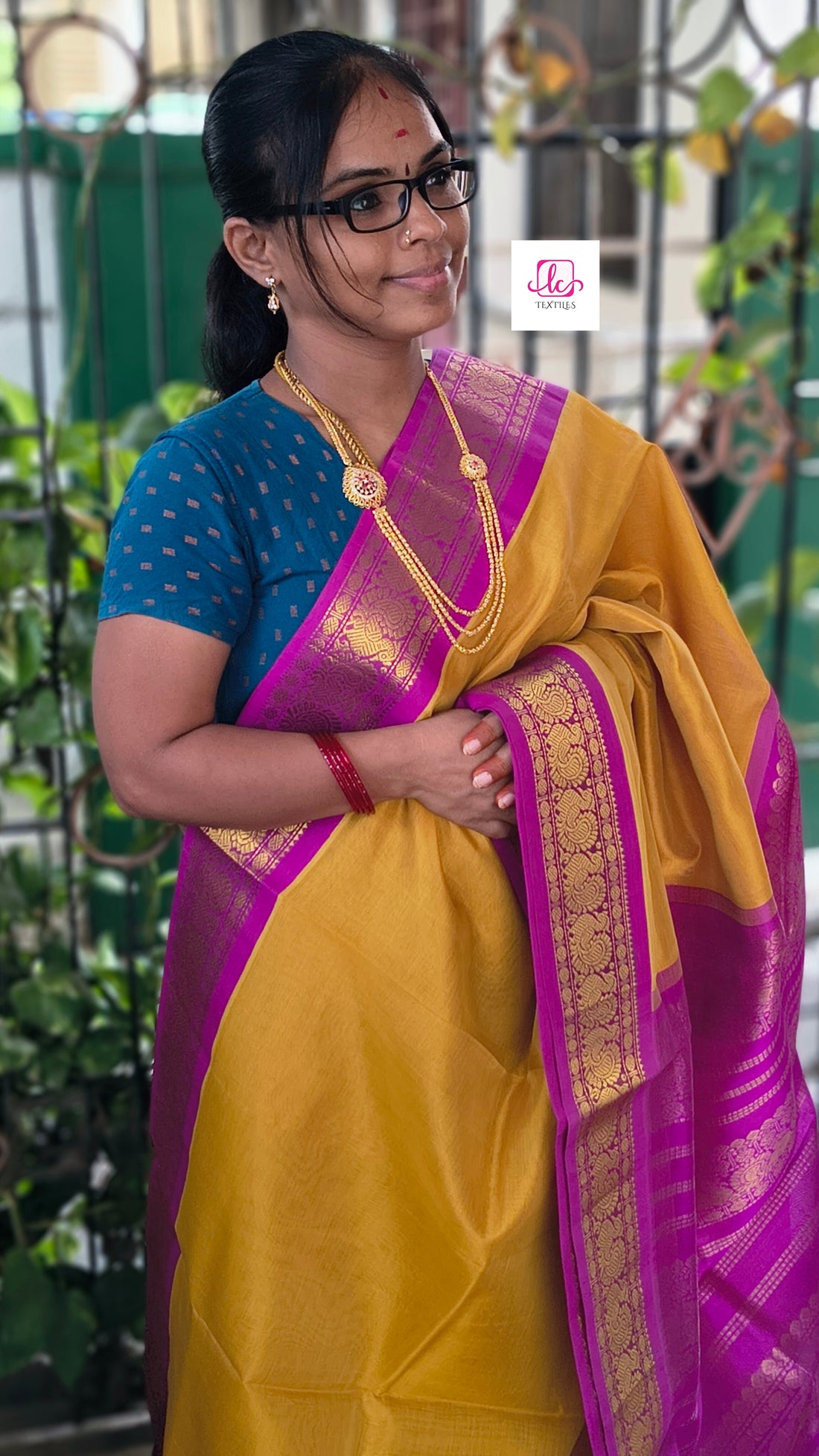 Handloom Kanchi  Silk Cotton -Korvai Plain-Mustard yellow- HSC63