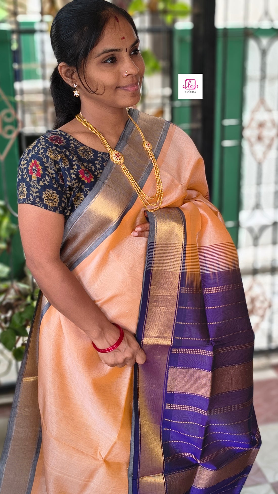 Handloom Kanchi  Silk Cotton -Pastal orange- HSC62