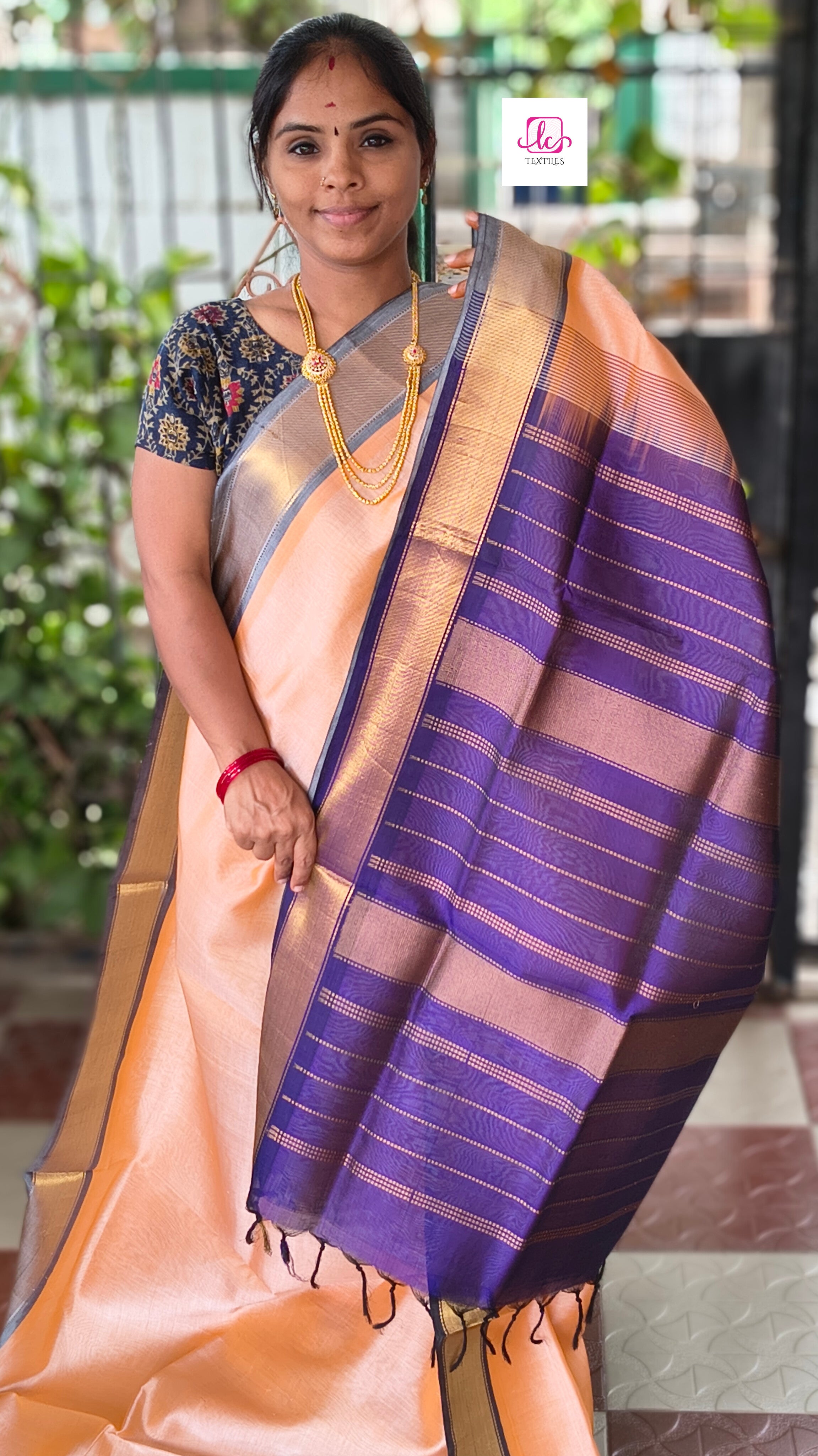 Handloom Kanchi  Silk Cotton -Pastal orange- HSC62