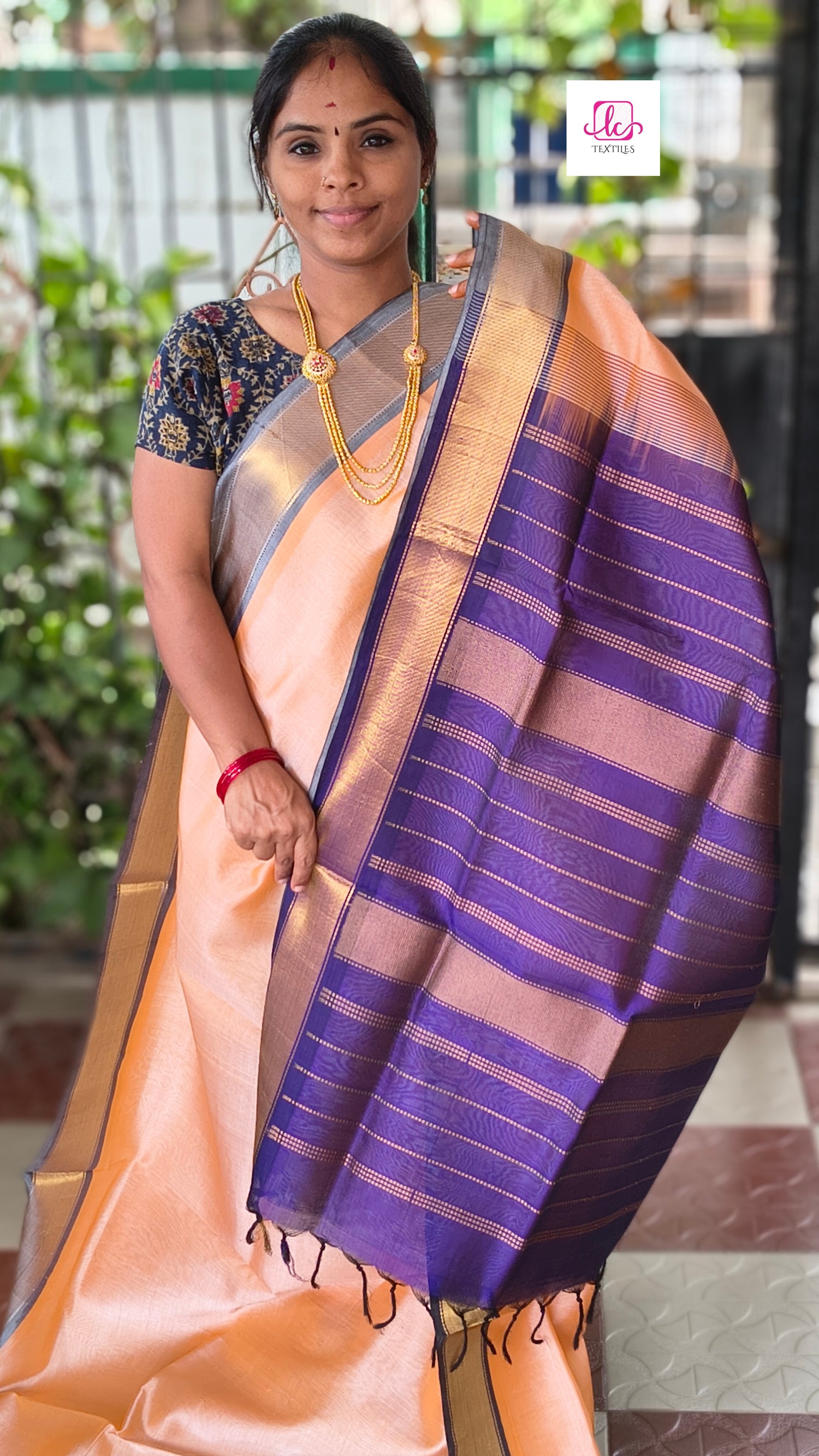 Handloom Kanchi  Silk Cotton -Pastal orange- HSC62