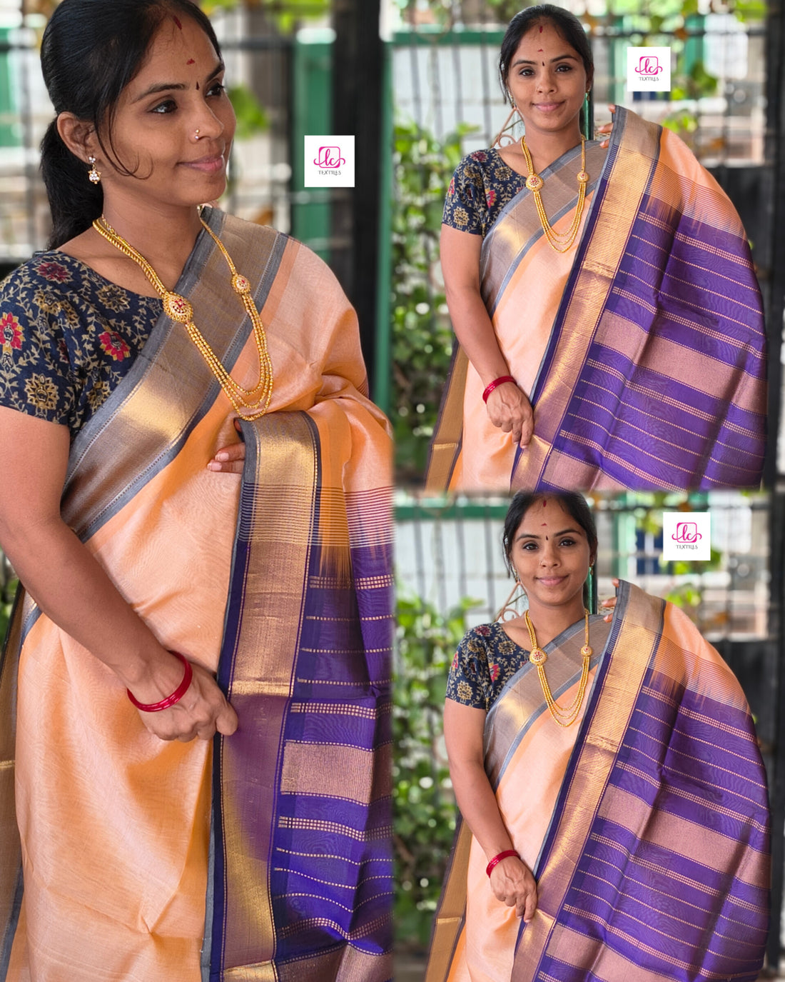 Handloom Kanchi  Silk Cotton -Pastal orange- HSC62