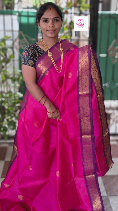 Handloom Kanchi Silk Cotton -Butta-Pink - HSC16