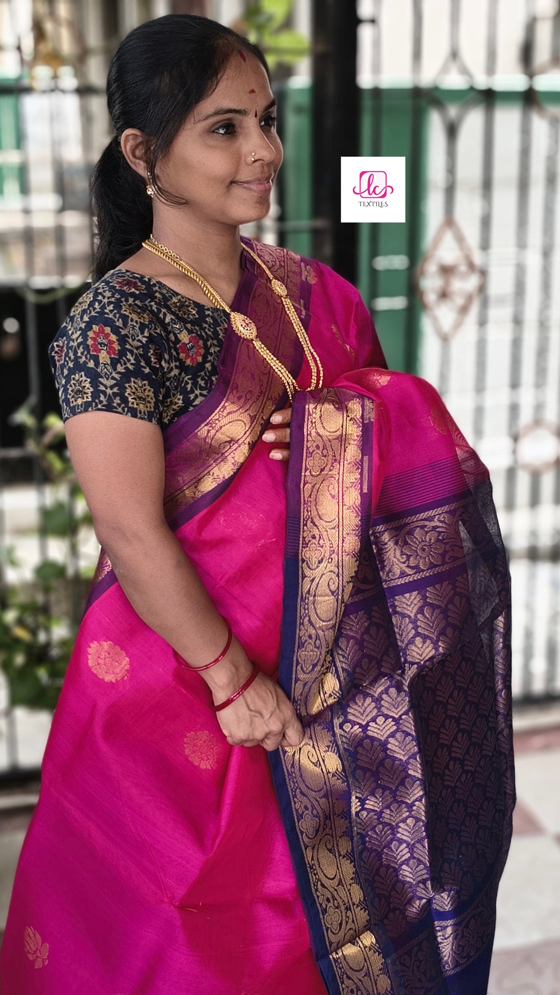 Handloom Kanchi Silk Cotton -Butta-Pink - HSC16