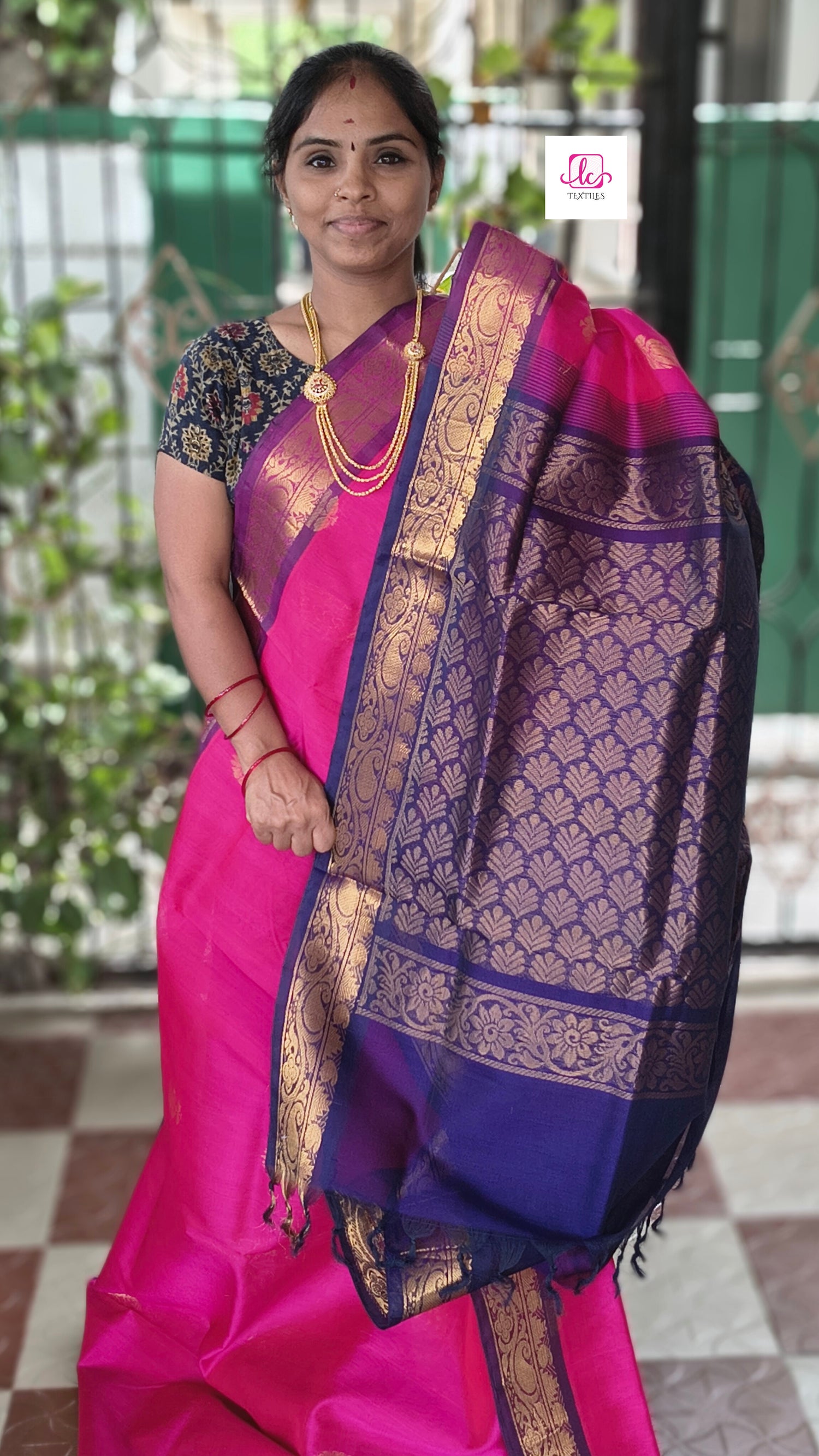 Handloom Kanchi Silk Cotton -Butta-Pink - HSC16
