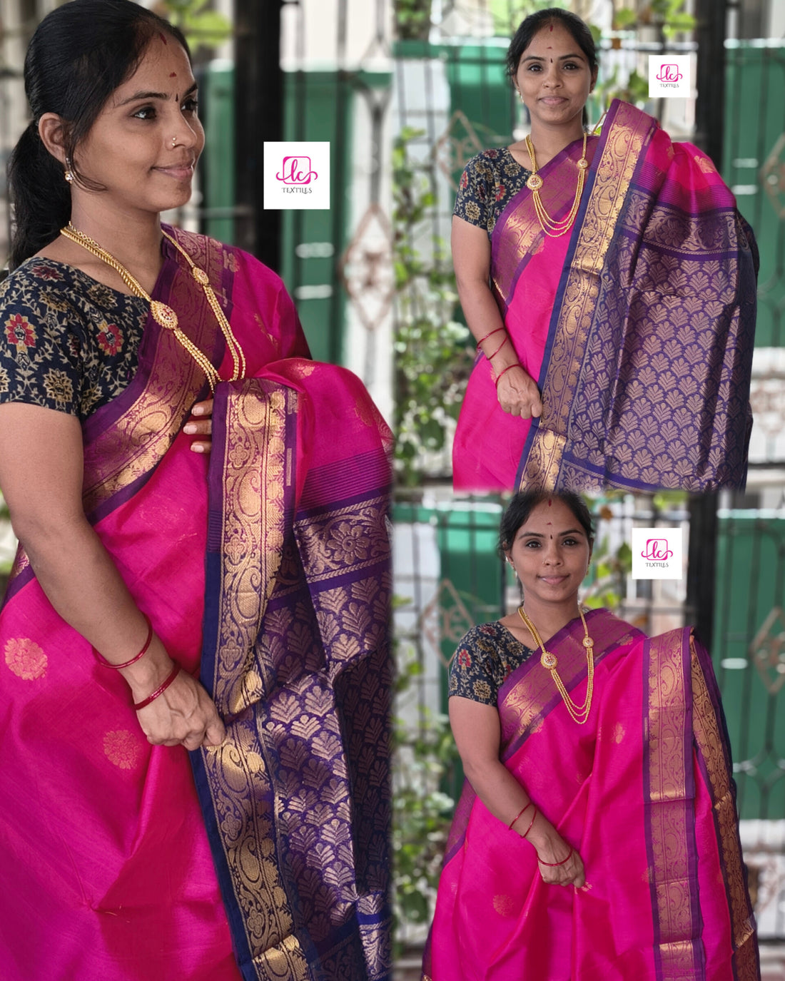Handloom Kanchi Silk Cotton -Butta-Pink - HSC16