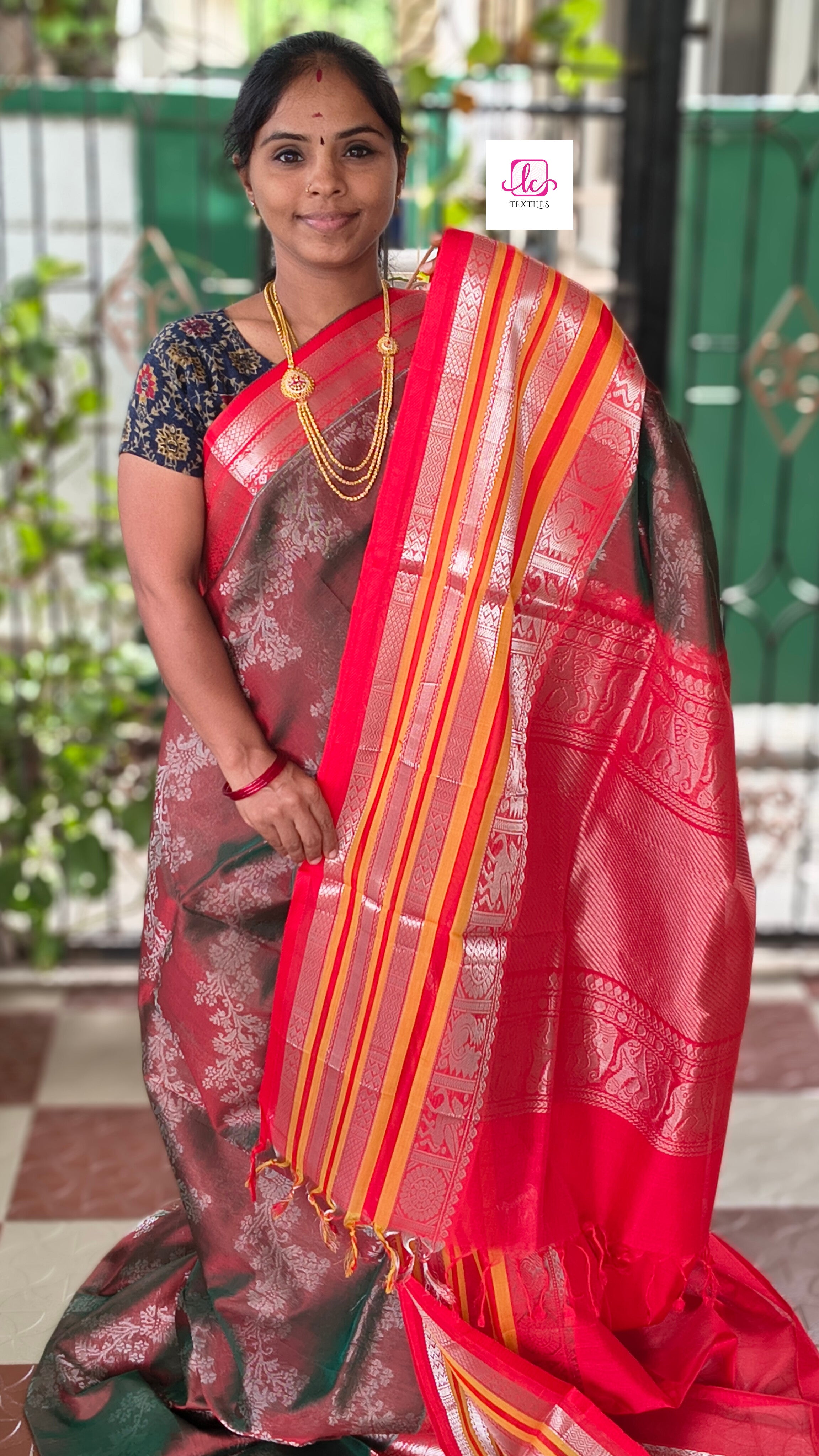 Handloom Kanchi  Silk Cotton -All over body design--Manthulir- HSC66
