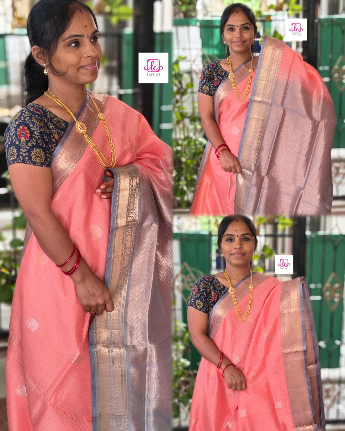 Handloom Kanchi  Silk Cotton - Butta-Pastel orange- HSC42