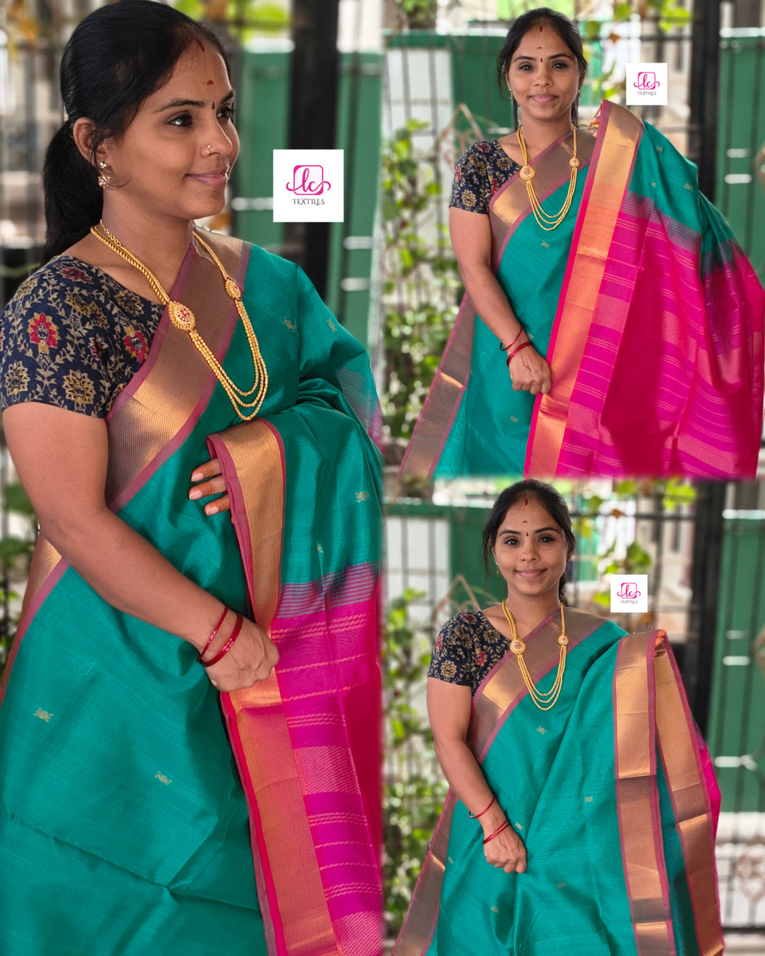 Handloom Kanchi  Silk Cotton - Butta - Rama Green - HSC35