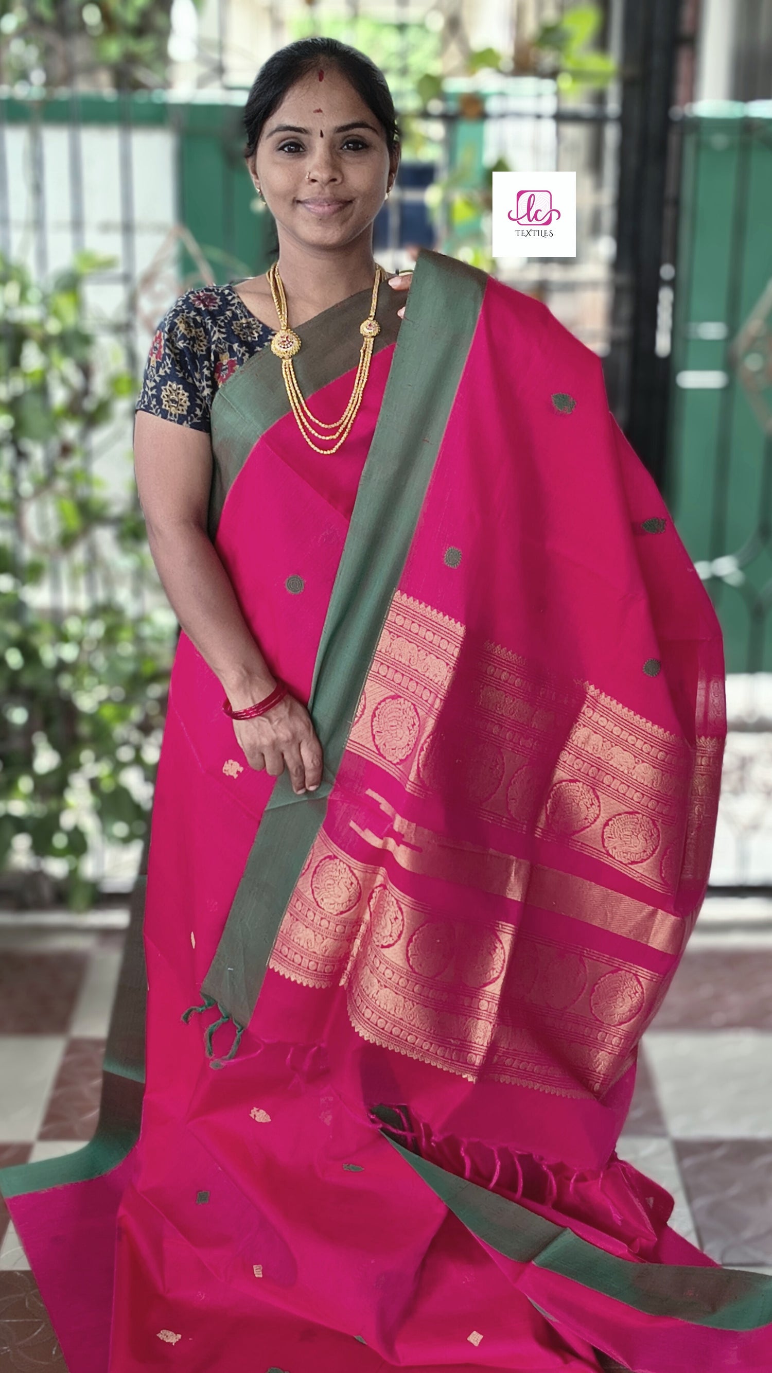 Handloom Kanchi  Silk Cotton - Redish pink HSC68