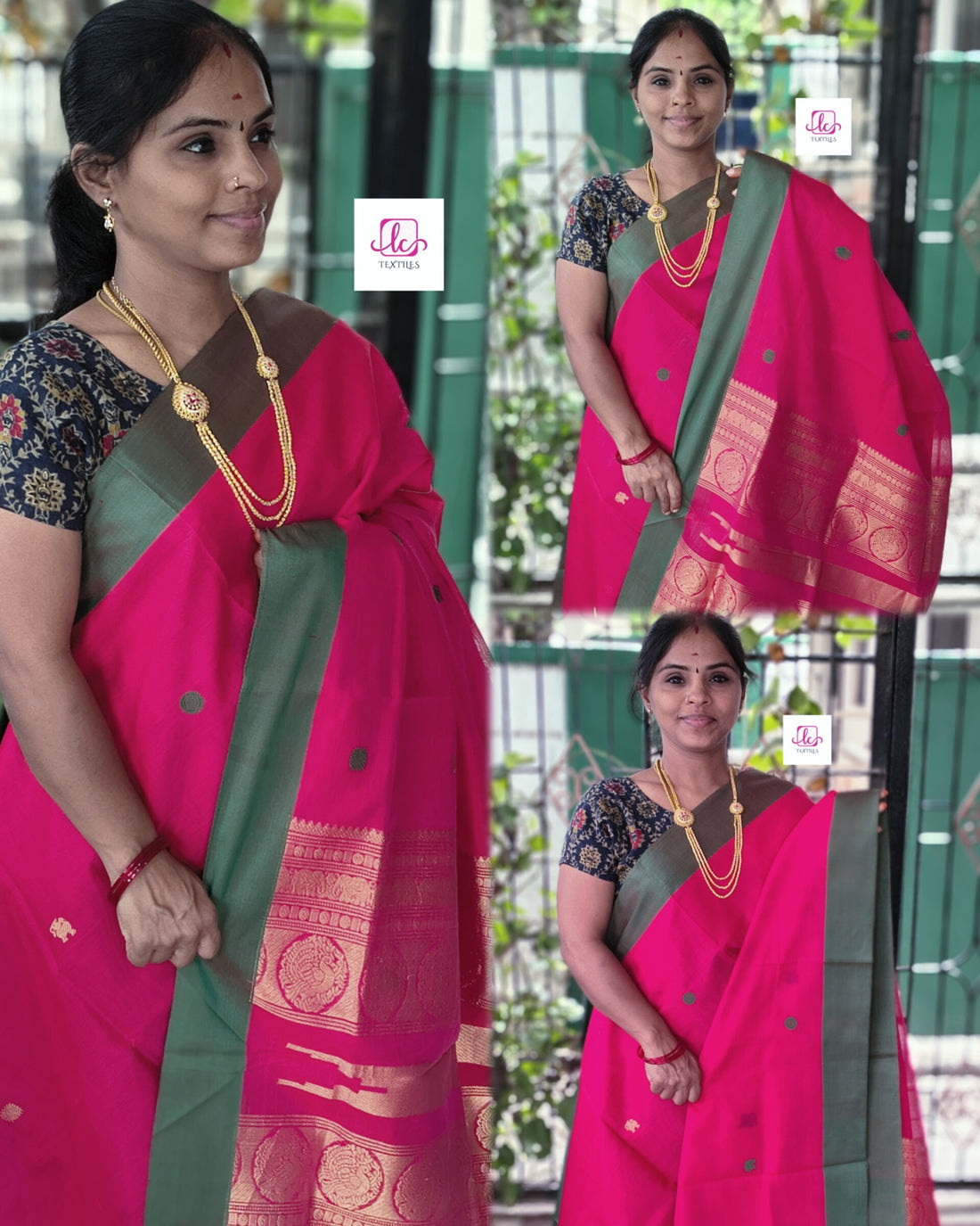 Handloom Kanchi  Silk Cotton - Redish pink HSC68