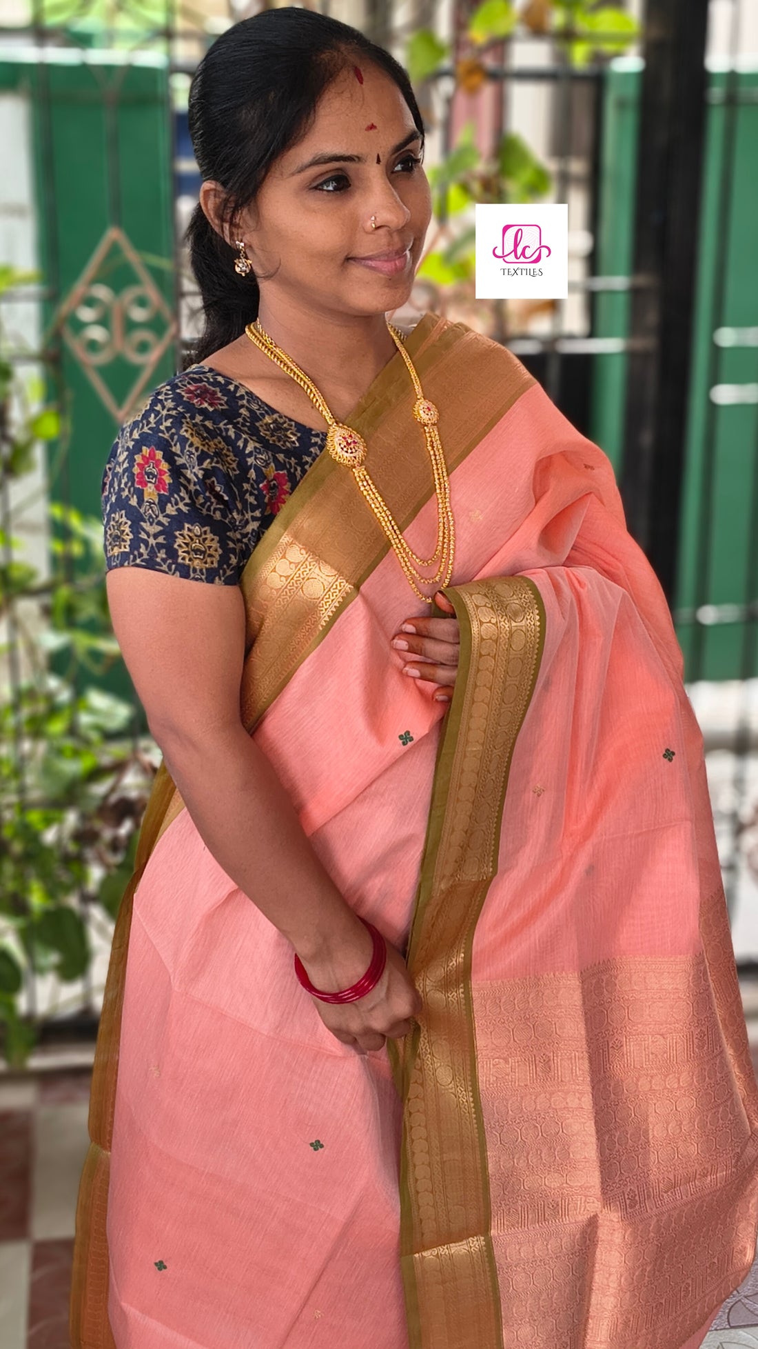 Handloom Kanchi  Silk Cotton - pastal orange- HSC73