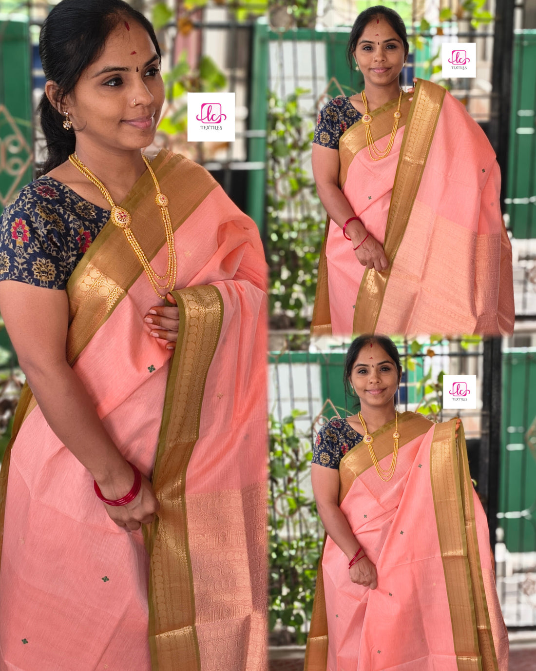 Handloom Kanchi  Silk Cotton - pastal orange- HSC73