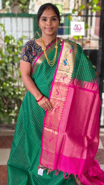 Handloom Kanchi  Silk Cotton - green- HSC71