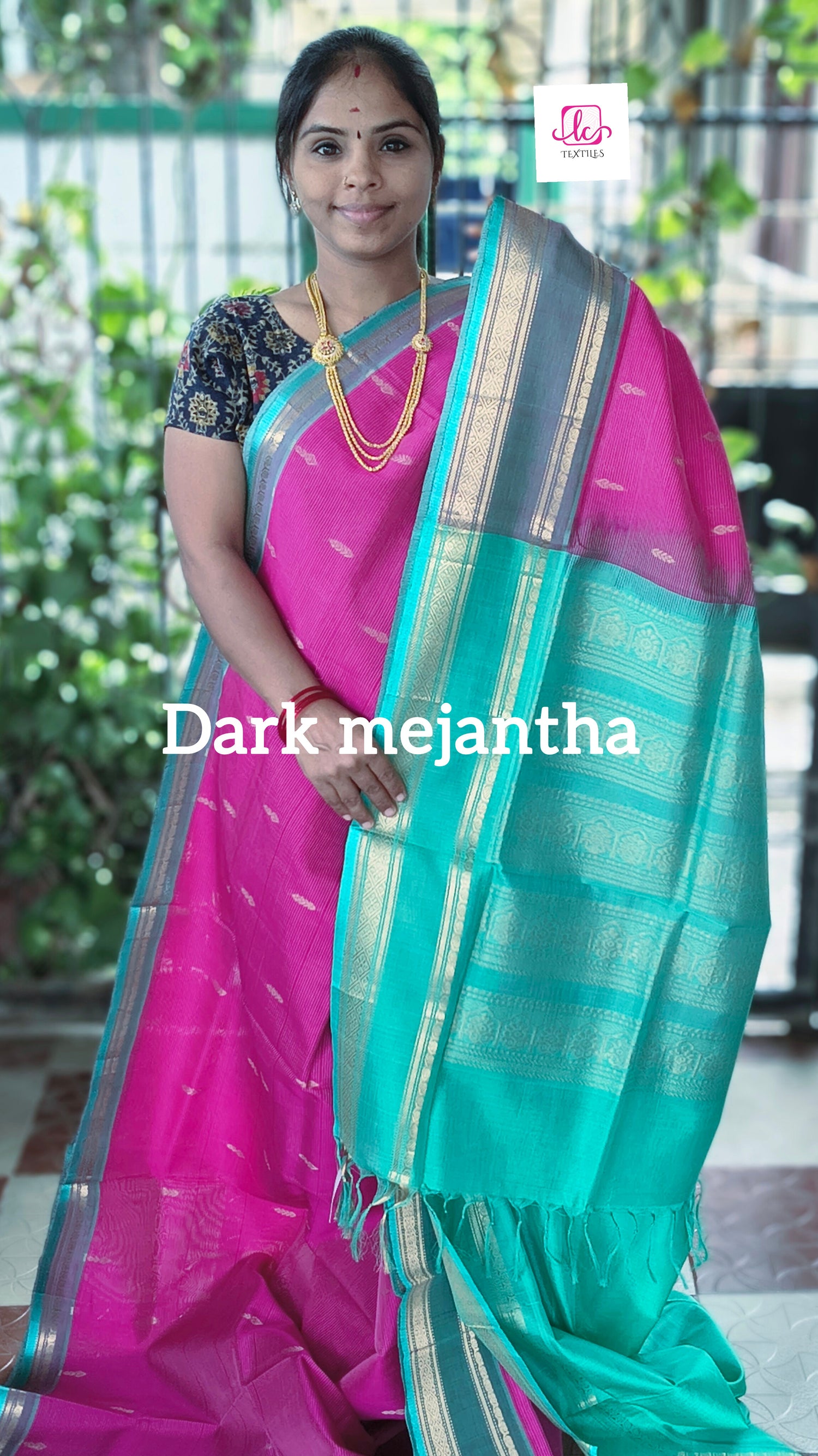 Handloom Kanchi  Silk Cotton - Butta - mejantha pink- HSC30