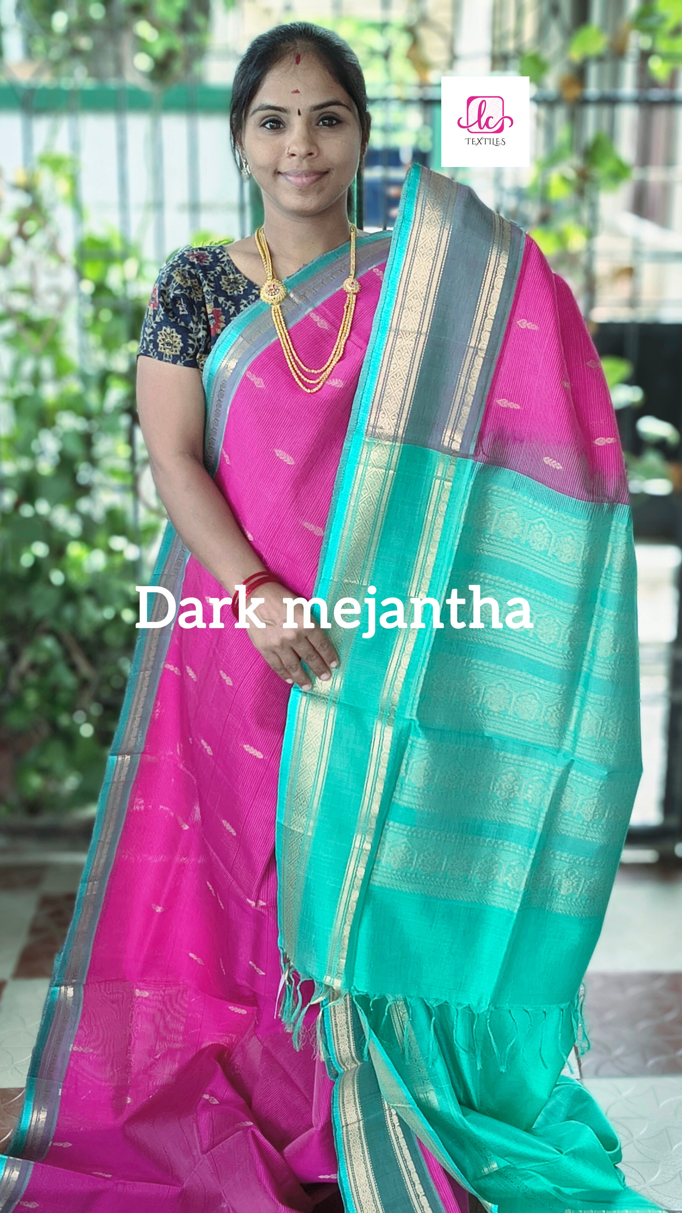 Handloom Kanchi  Silk Cotton - Butta - mejantha pink- HSC30