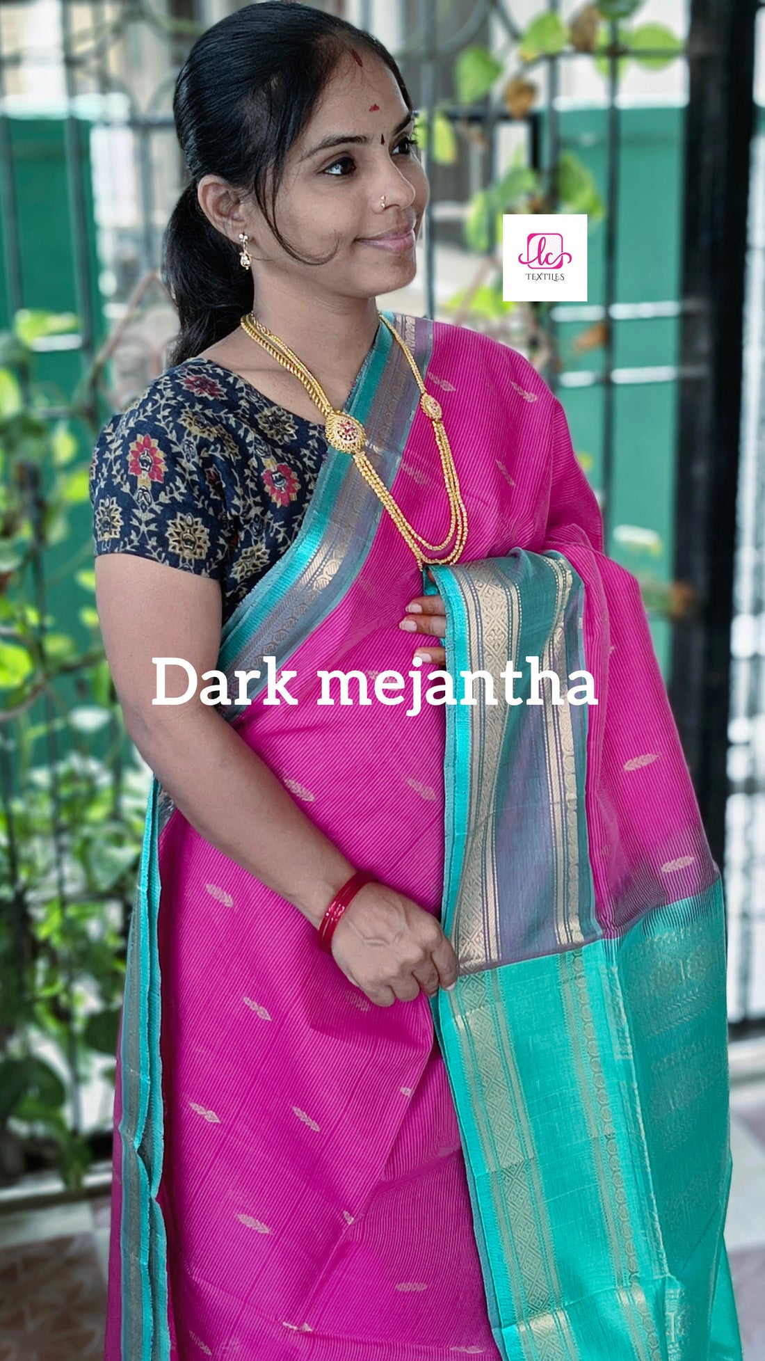 Handloom Kanchi  Silk Cotton - Butta - mejantha pink- HSC30