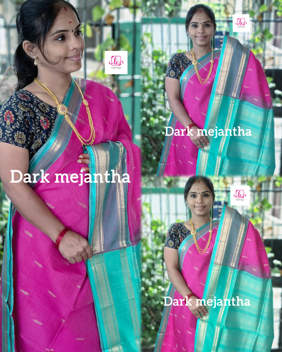 Handloom Kanchi  Silk Cotton - Butta - mejantha pink- HSC30