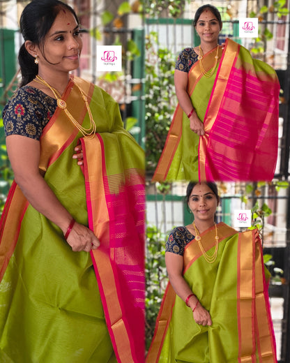 Handloom Kanchi  Silk Cotton -sneha green- HSC69