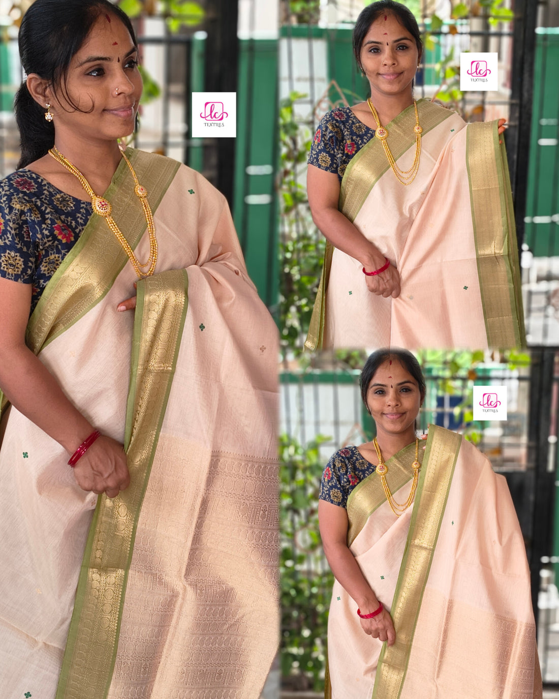 Handloom Kanchi  Silk Cotton - Half white- HSC72